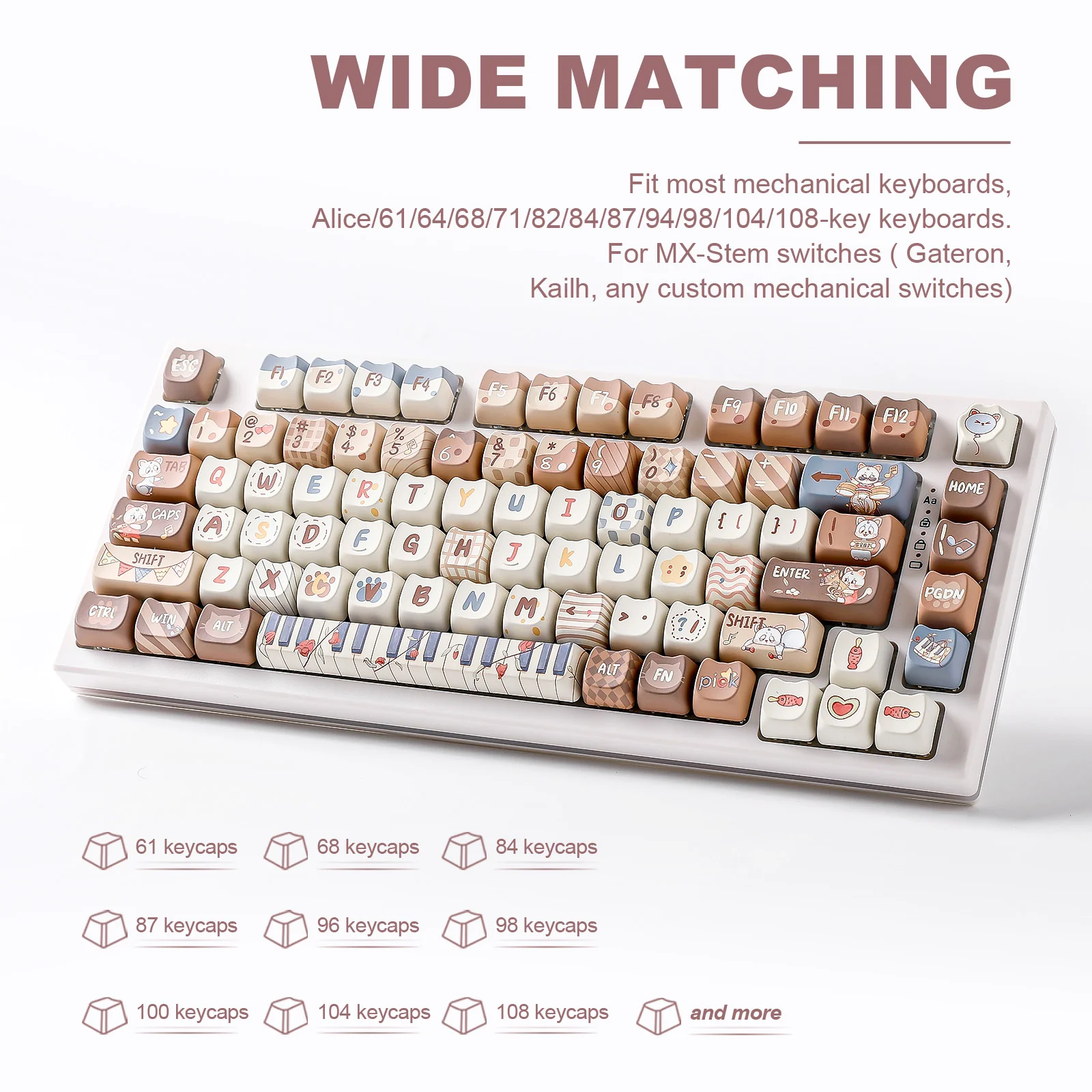 YUNZII Kitten Recital MAO Profile Keycap Set - Image 4