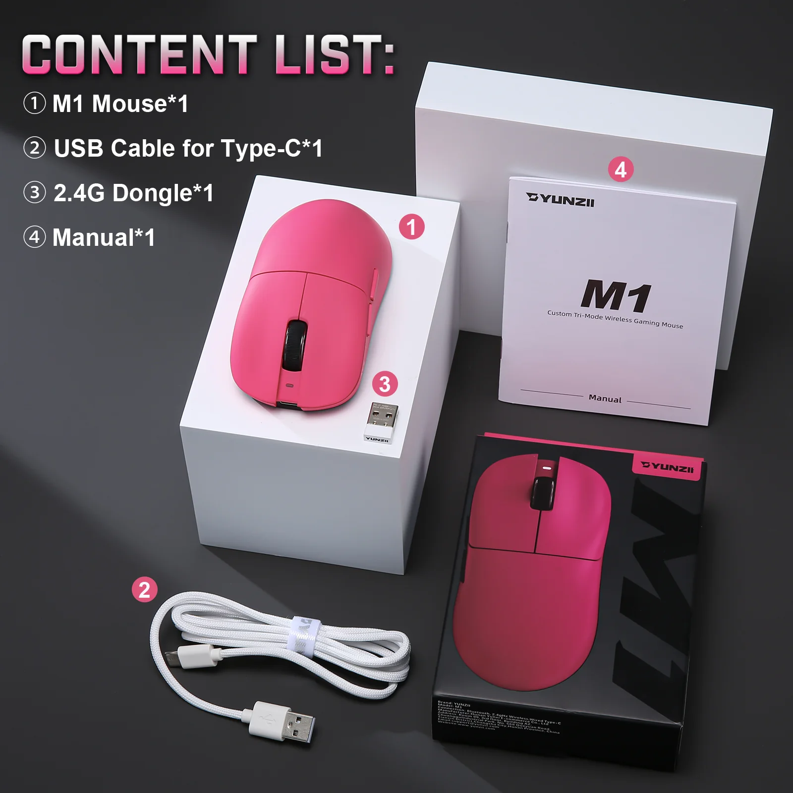 YUNZII M1 Lightweight Tri-Mode Wireless Custom Mouse - Image 9