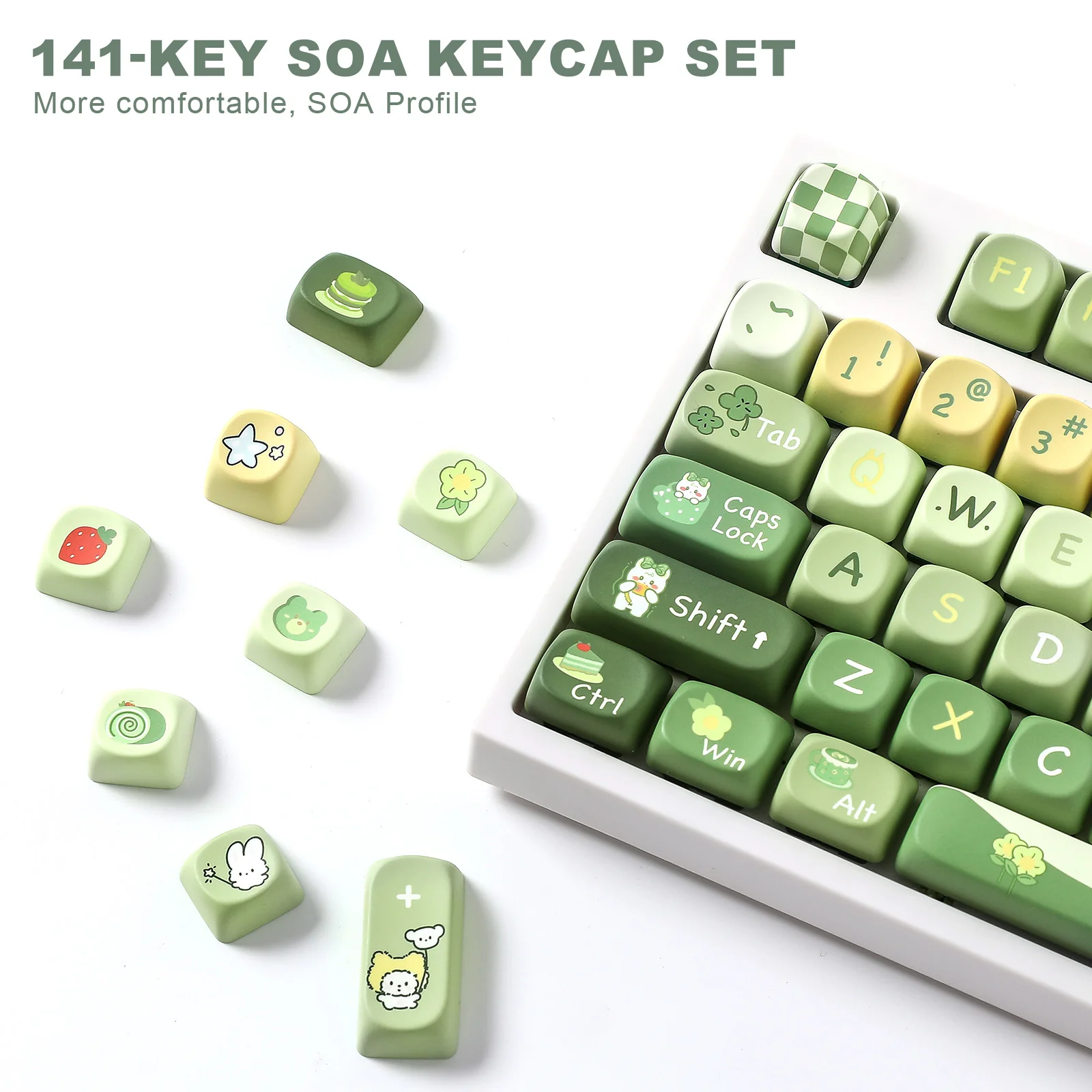 YUNZII Matcha Bunny SOA Profile Keycap Set - Image 3