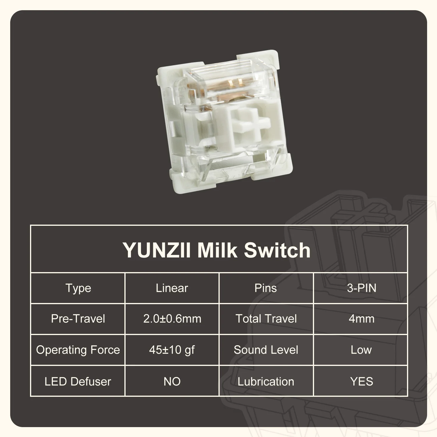 YUNZII Milk 3-Pin Mechanical Keyboard Linear Switch - Image 6