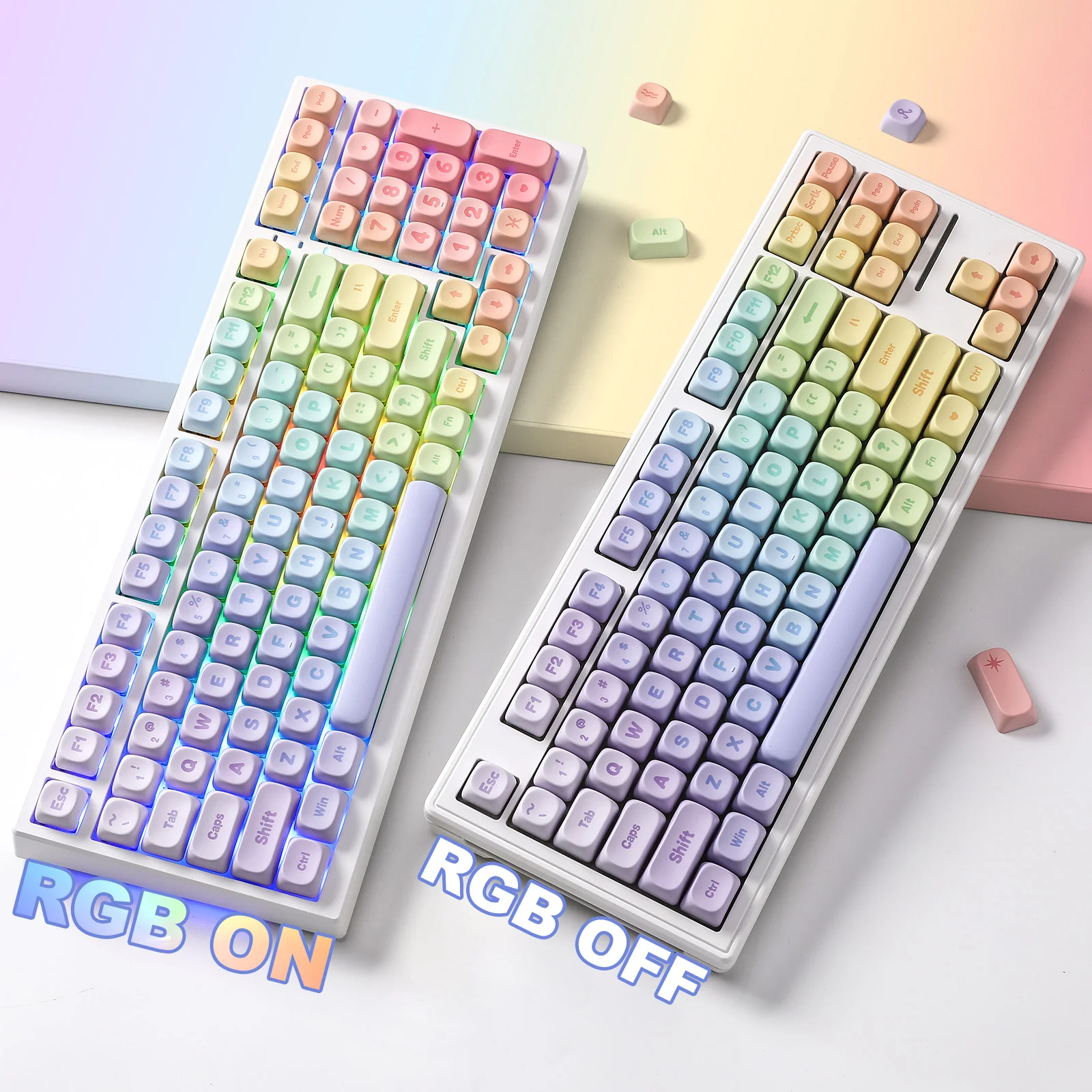 YUNZII Pastel Rainbow MOA Profile Keycap Set - Image 4