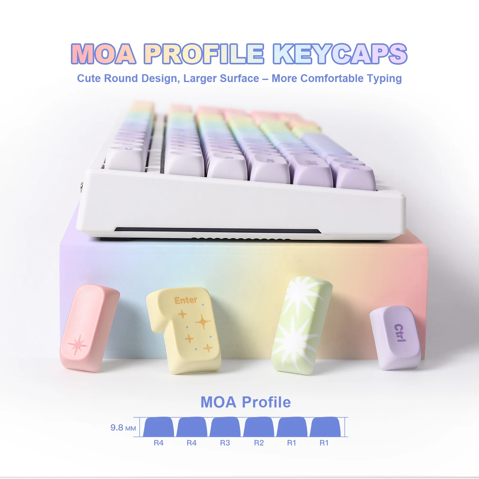 YUNZII Pastel Rainbow MOA Profile Keycap Set - Image 5