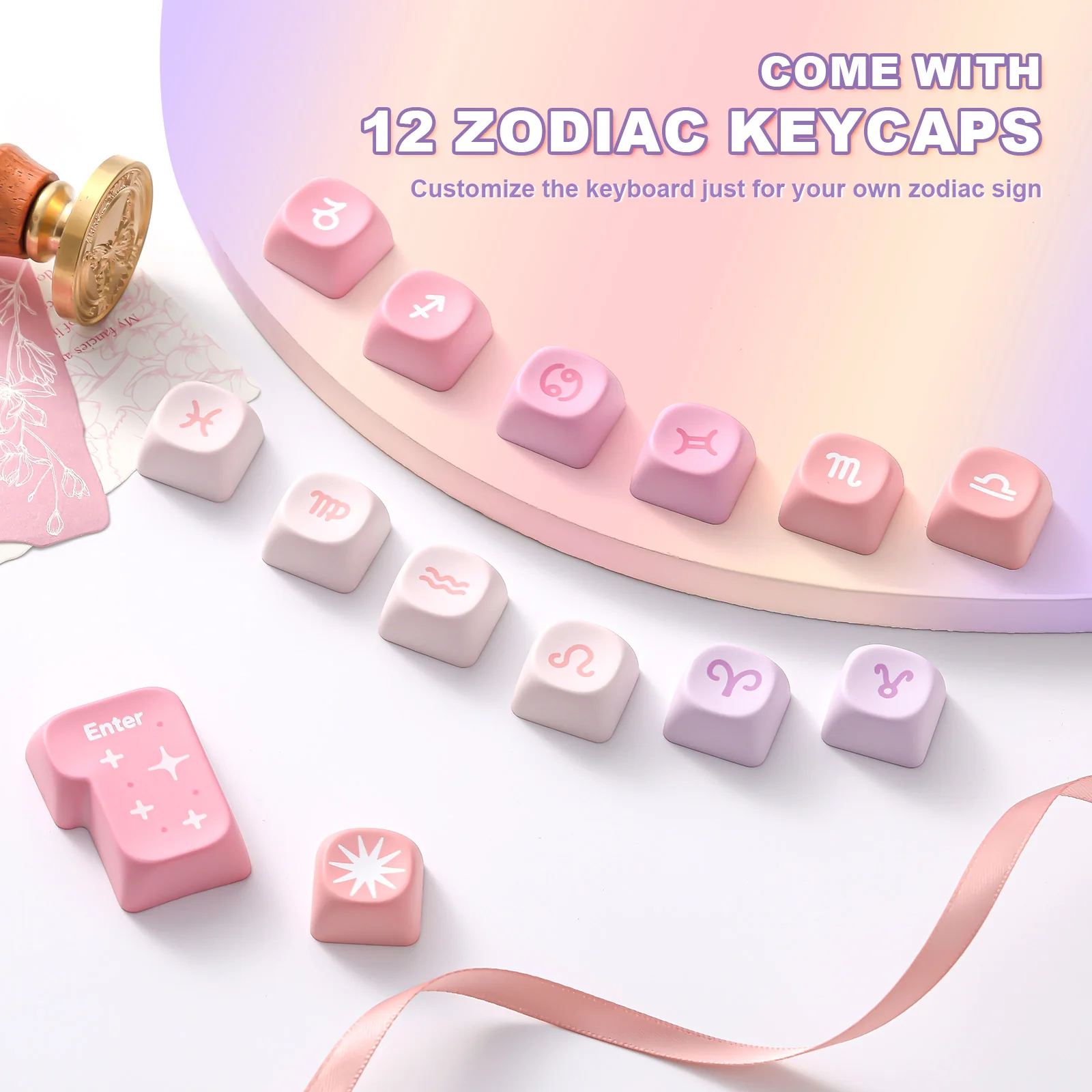 YUNZII Pastel Rainbow MOA Profile Keycap Set - Image 7