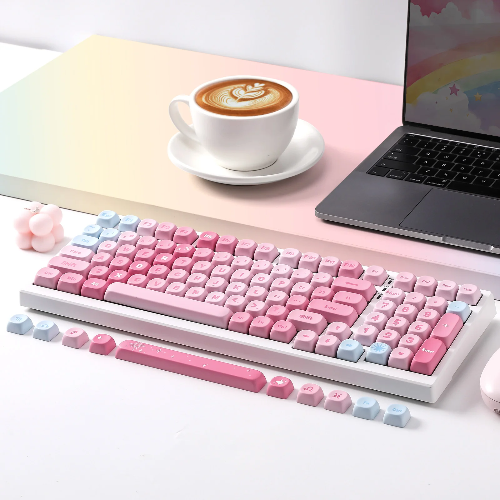 YUNZII Pastel Rainbow MOA Profile Keycap Set - Image 8