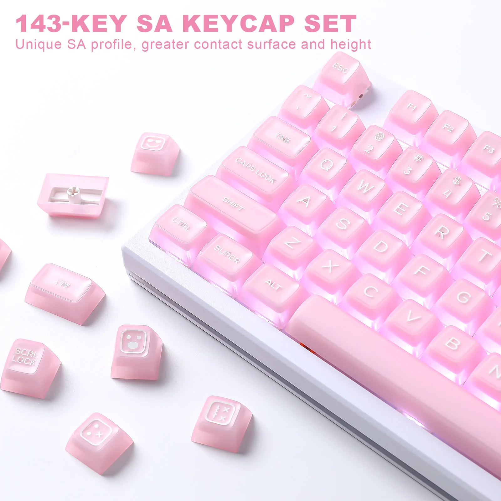 YUNZII Pink Jade SA Profile Keycap Set - Image 3