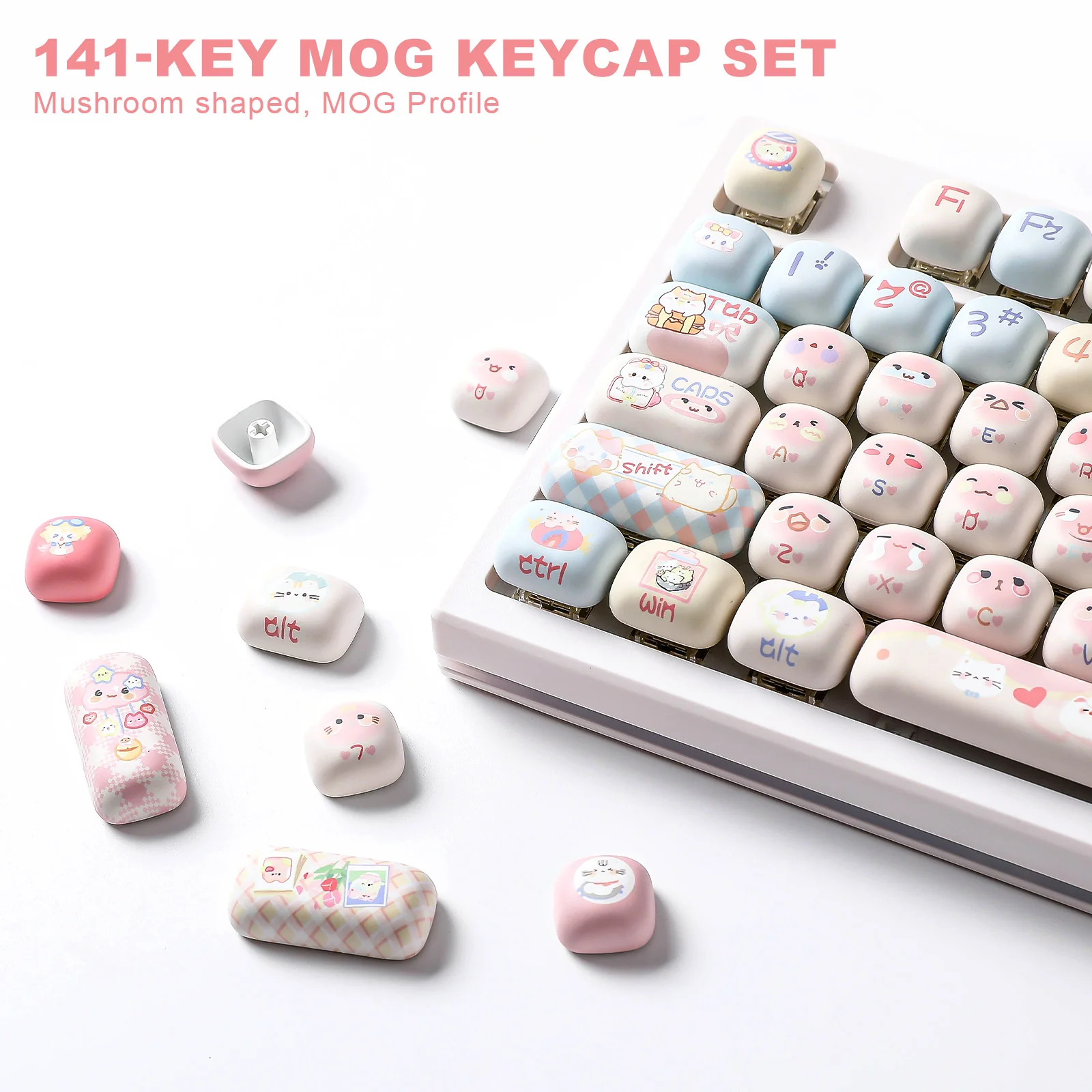 YUNZII Pink Kitten MOG Profile Keycap Set - Image 3