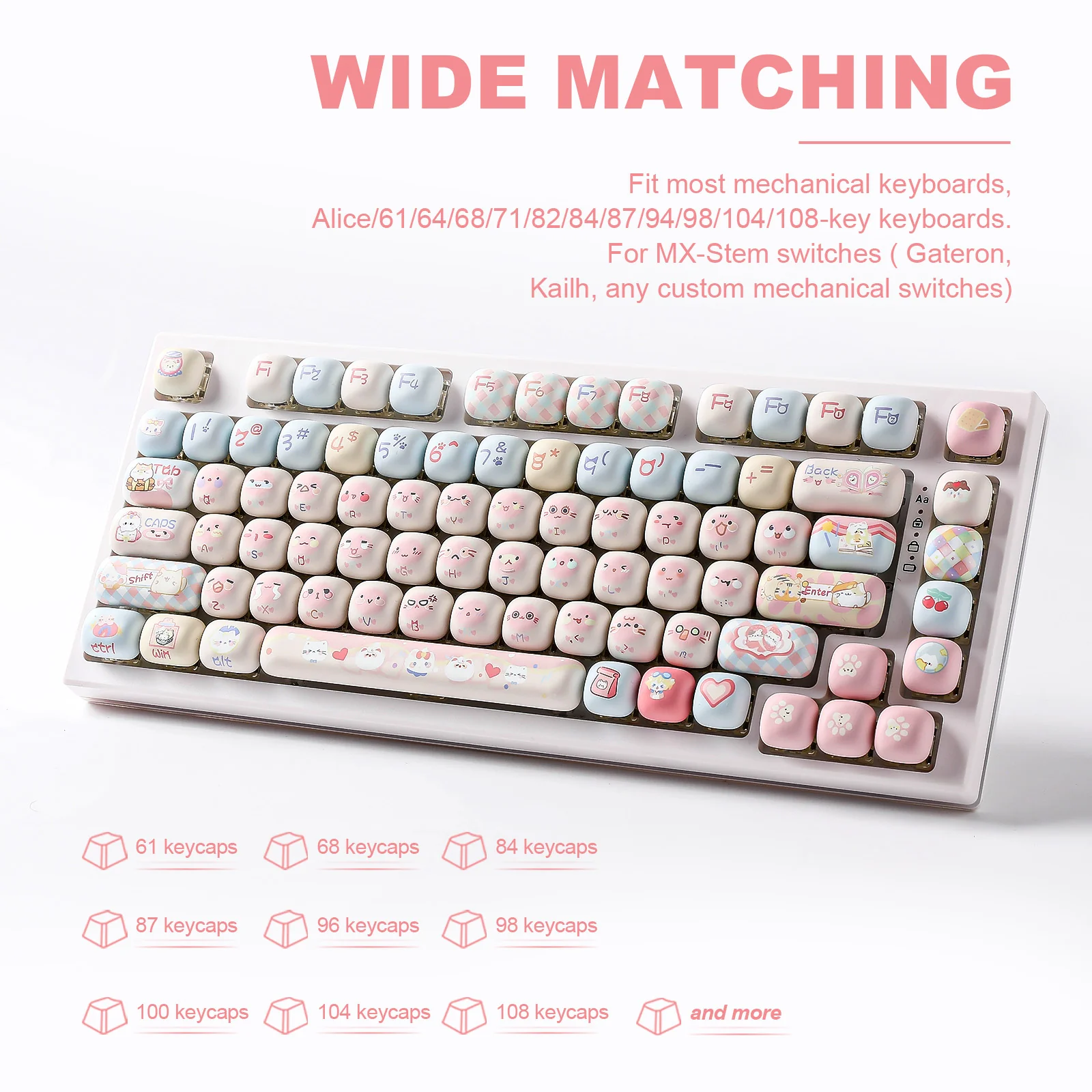 YUNZII Pink Kitten MOG Profile Keycap Set - Image 4