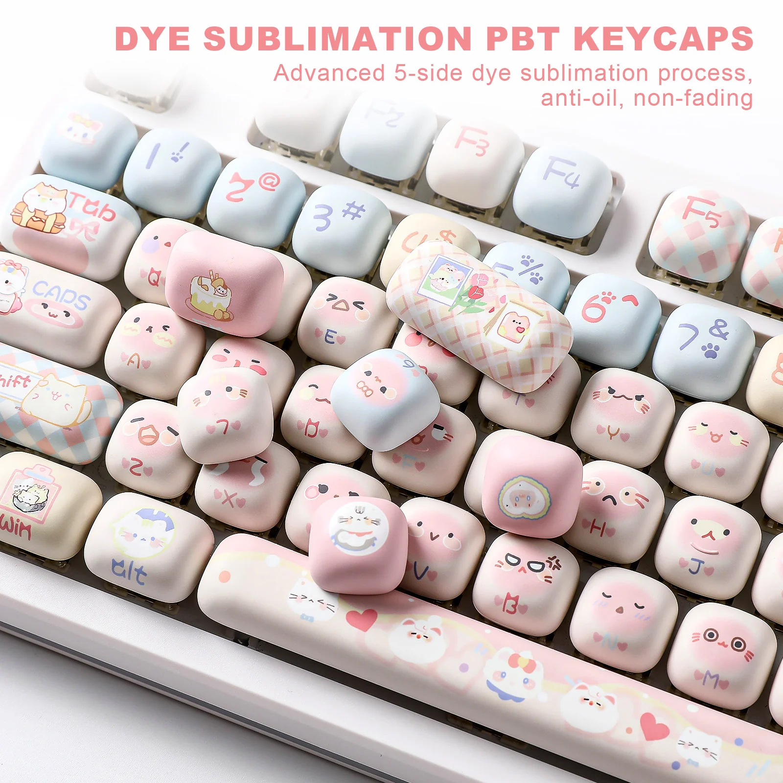 YUNZII Pink Kitten MOG Profile Keycap Set - Image 6