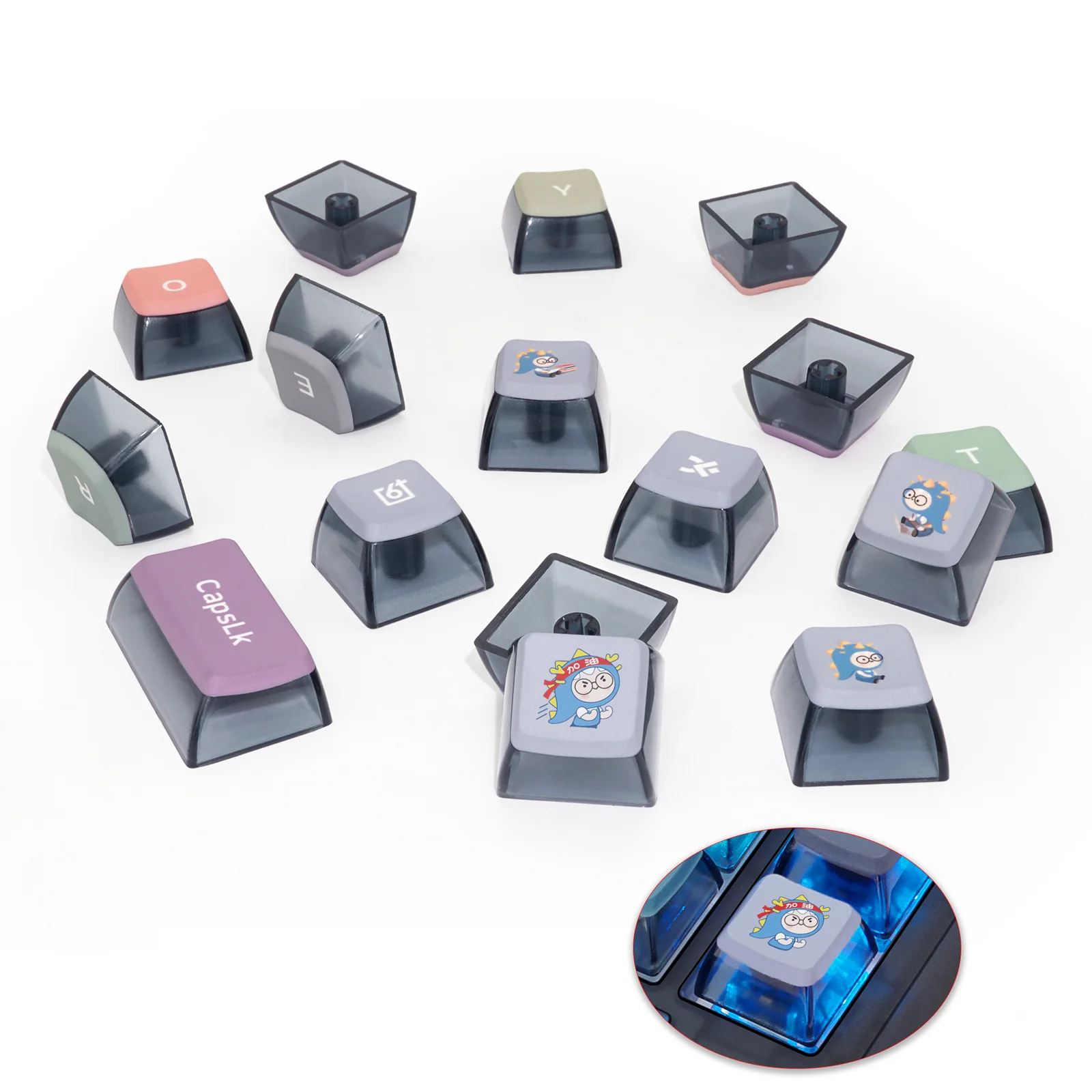 YUNZII Pink Rainbow Keycap Set - Image 7