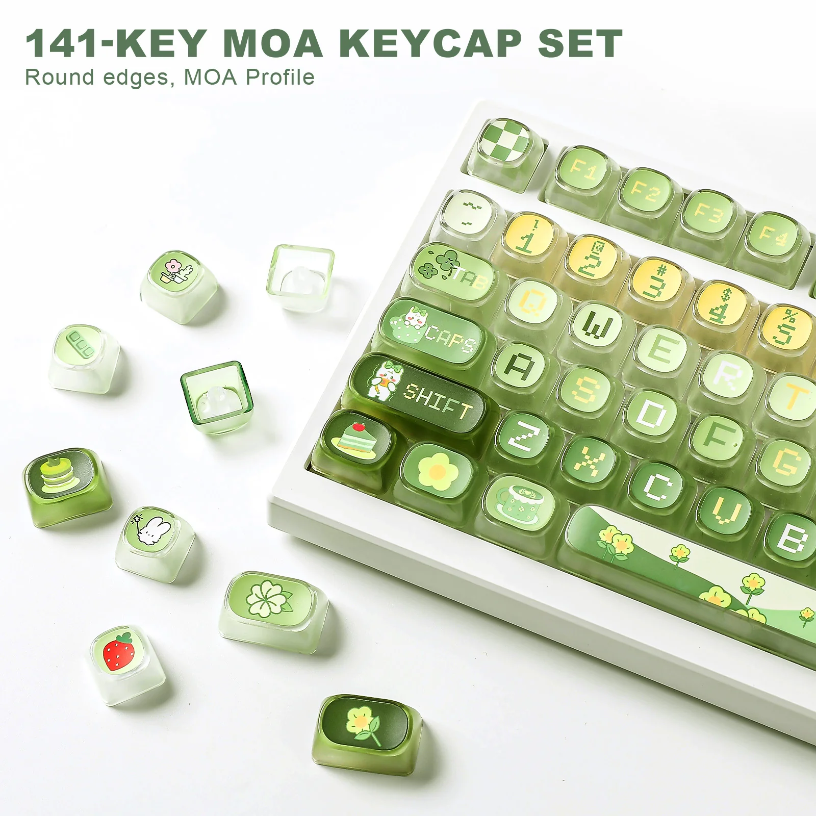 YUNZII Pudding Matcha Bunny MOA Profile Keycap Set - Image 3