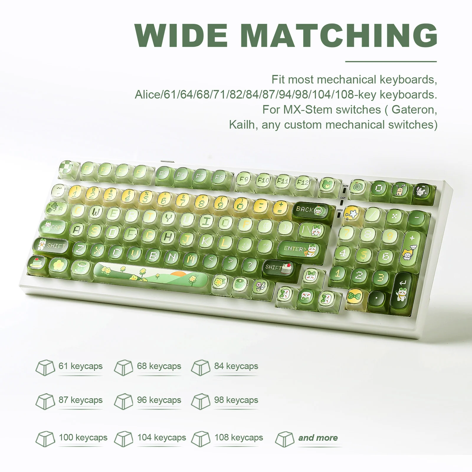 YUNZII Pudding Matcha Bunny MOA Profile Keycap Set - Image 4