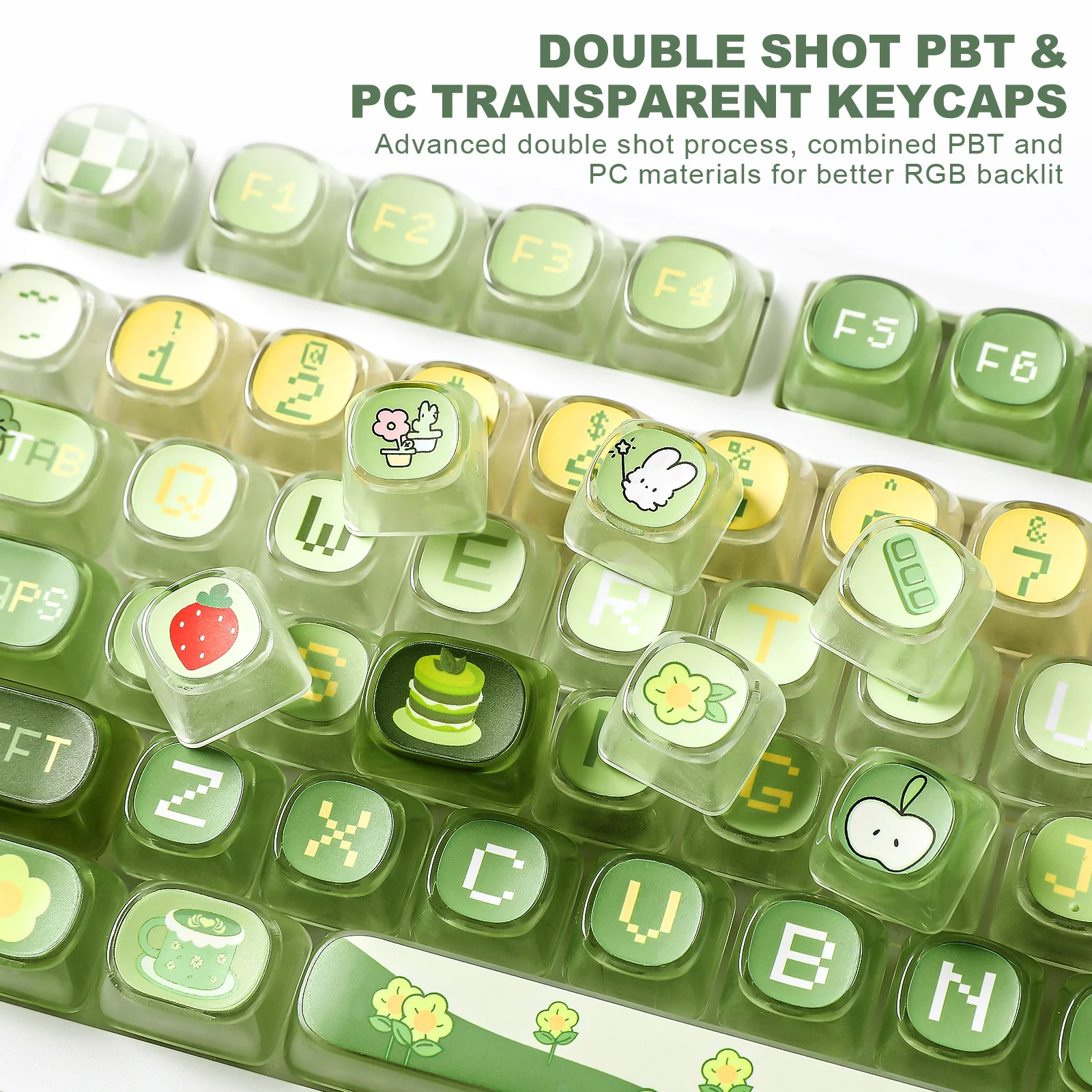 YUNZII Pudding Matcha Bunny MOA Profile Keycap Set - Image 6