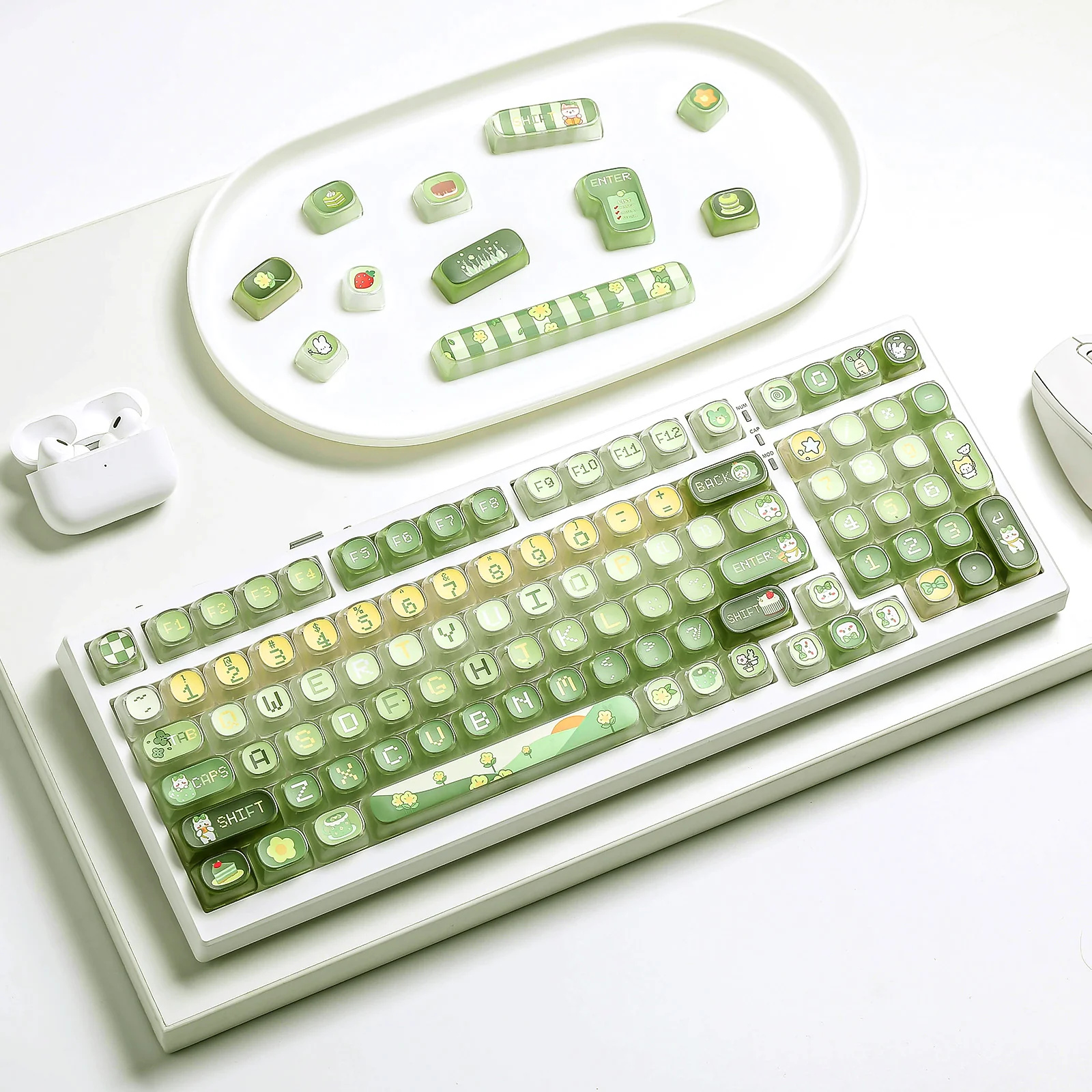 YUNZII Pudding Matcha Bunny MOA Profile Keycap Set - Image 8