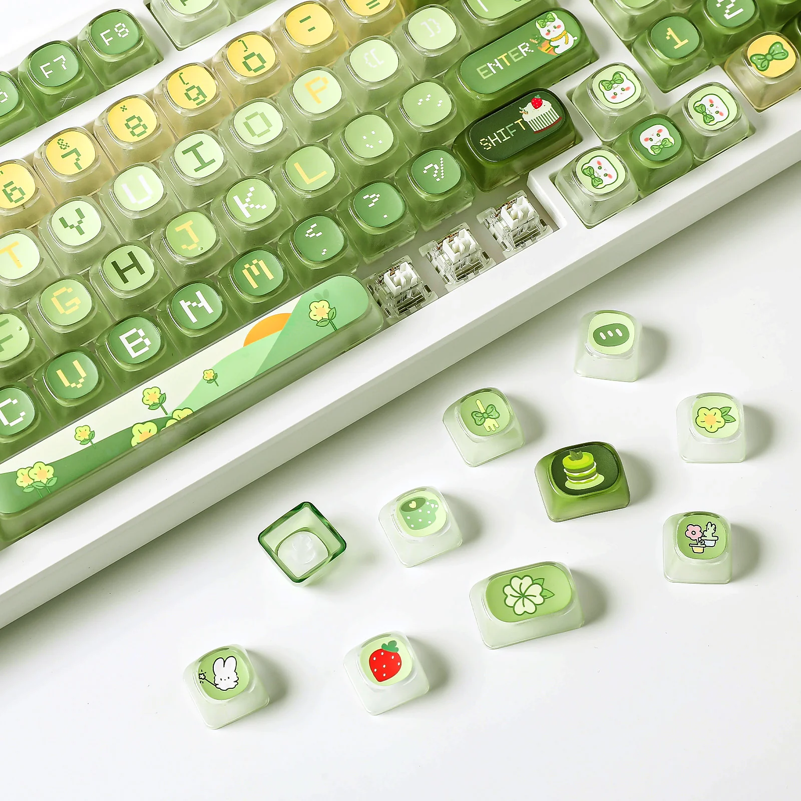 YUNZII Pudding Matcha Bunny MOA Profile Keycap Set - Image 9
