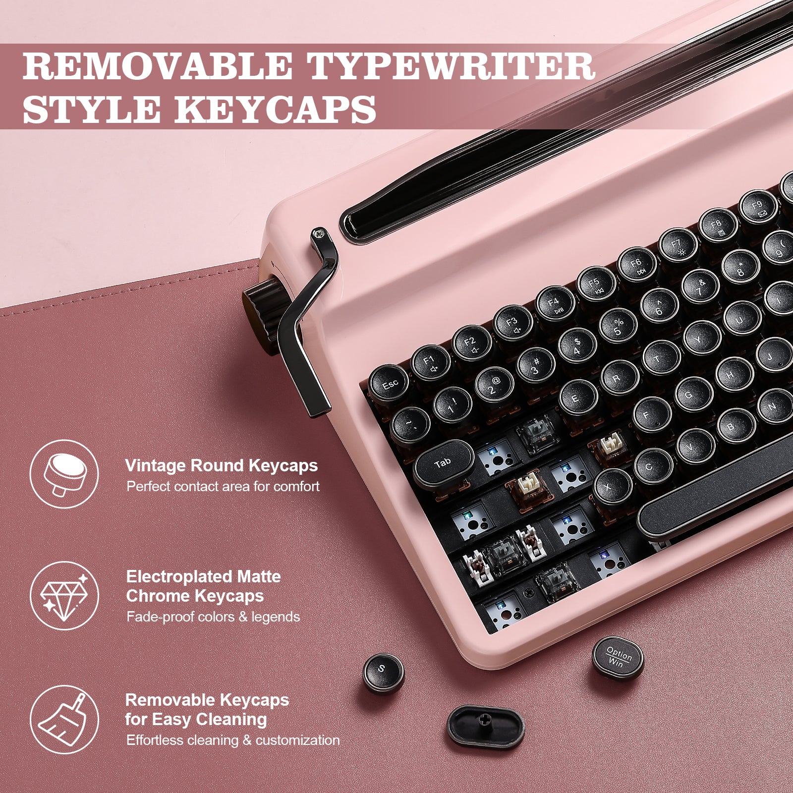 YUNZII QL75 Retro Typewriter QMK/VIA Mechanical Keyboard - Image 9