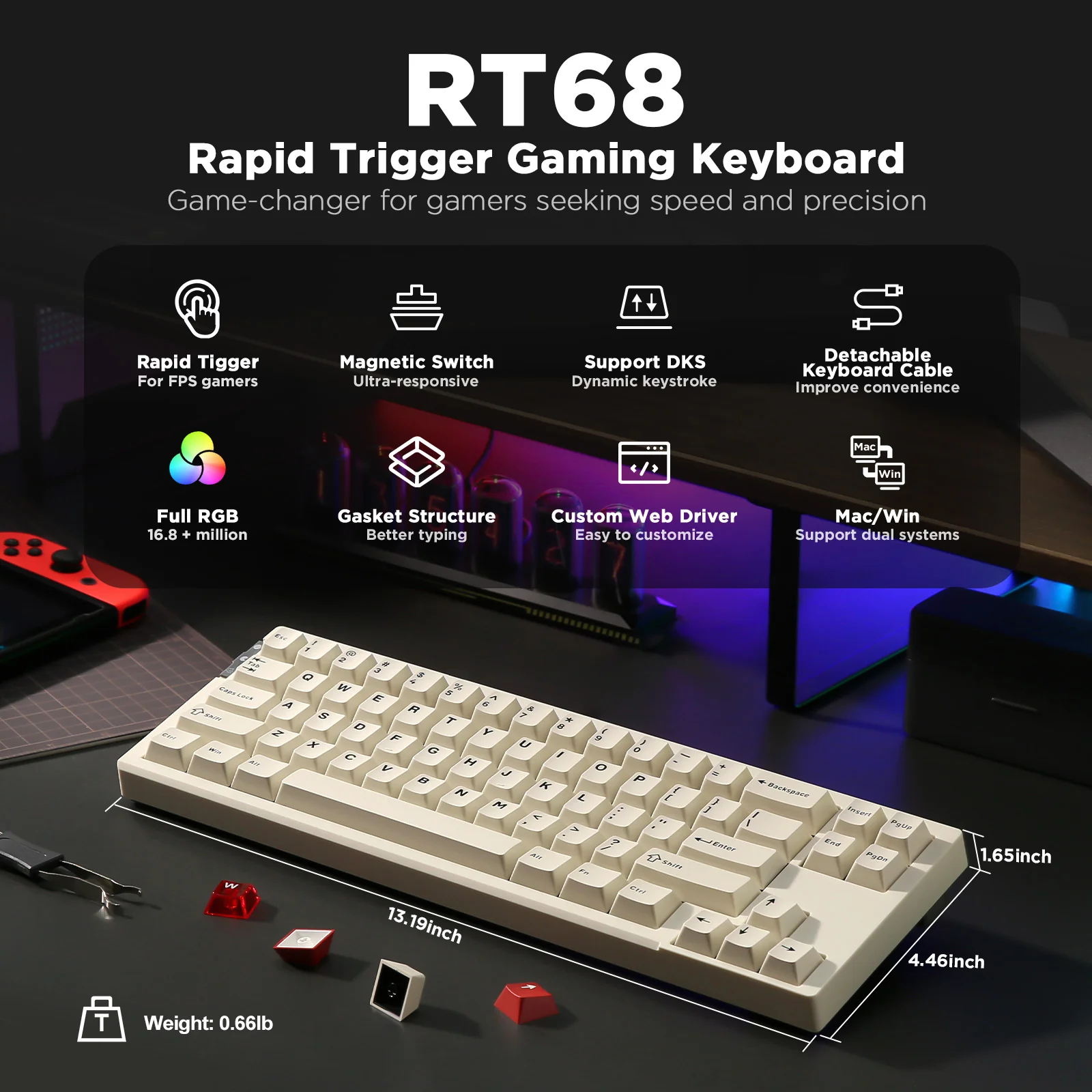 YUNZII RT68 Rapid Trigger Gaming Magnetic Keyboard - Image 5