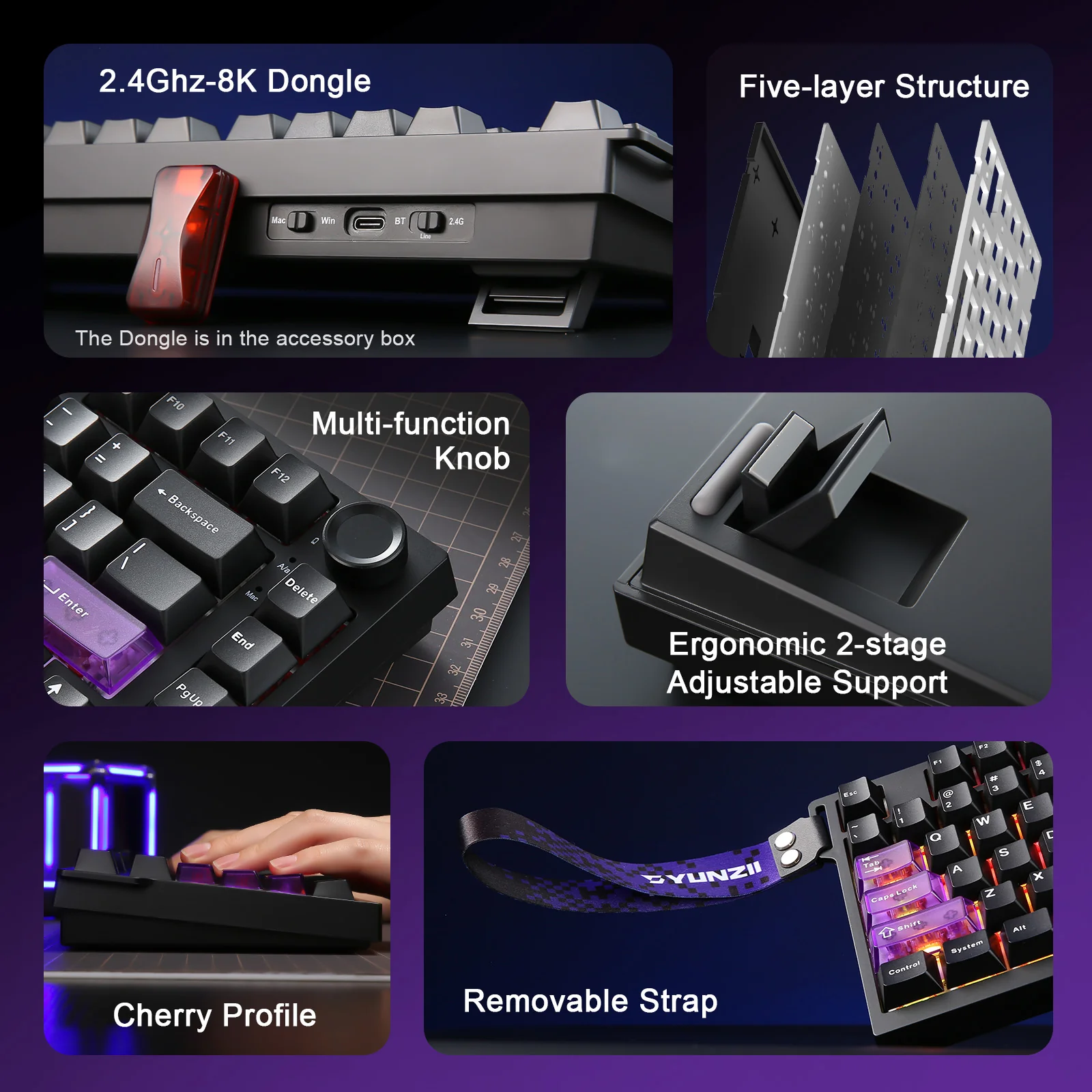 YUNZII RT75 PRO Dual-8K Rapid Trigger Wireless Gaming Magnetic Keyboard - Image 8