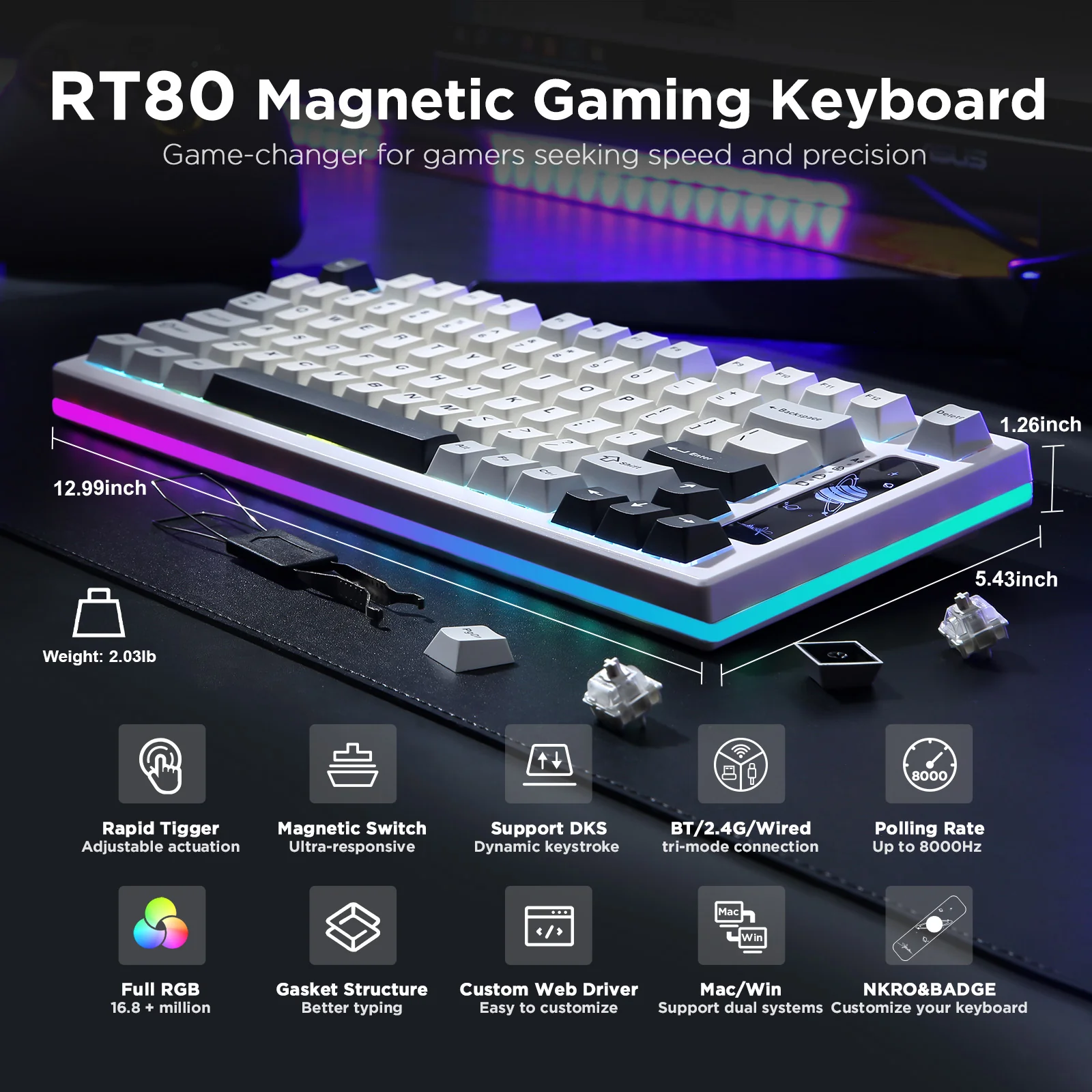 YUNZII RT80 Rapid Trigger 8K Magnetic Keyboard - Image 5