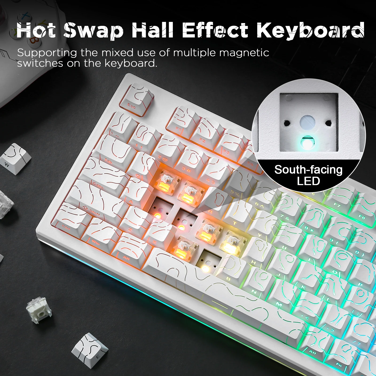 YUNZII RT80 White Line Rapid Trigger 8K Magnetic Keyboard - Image 6