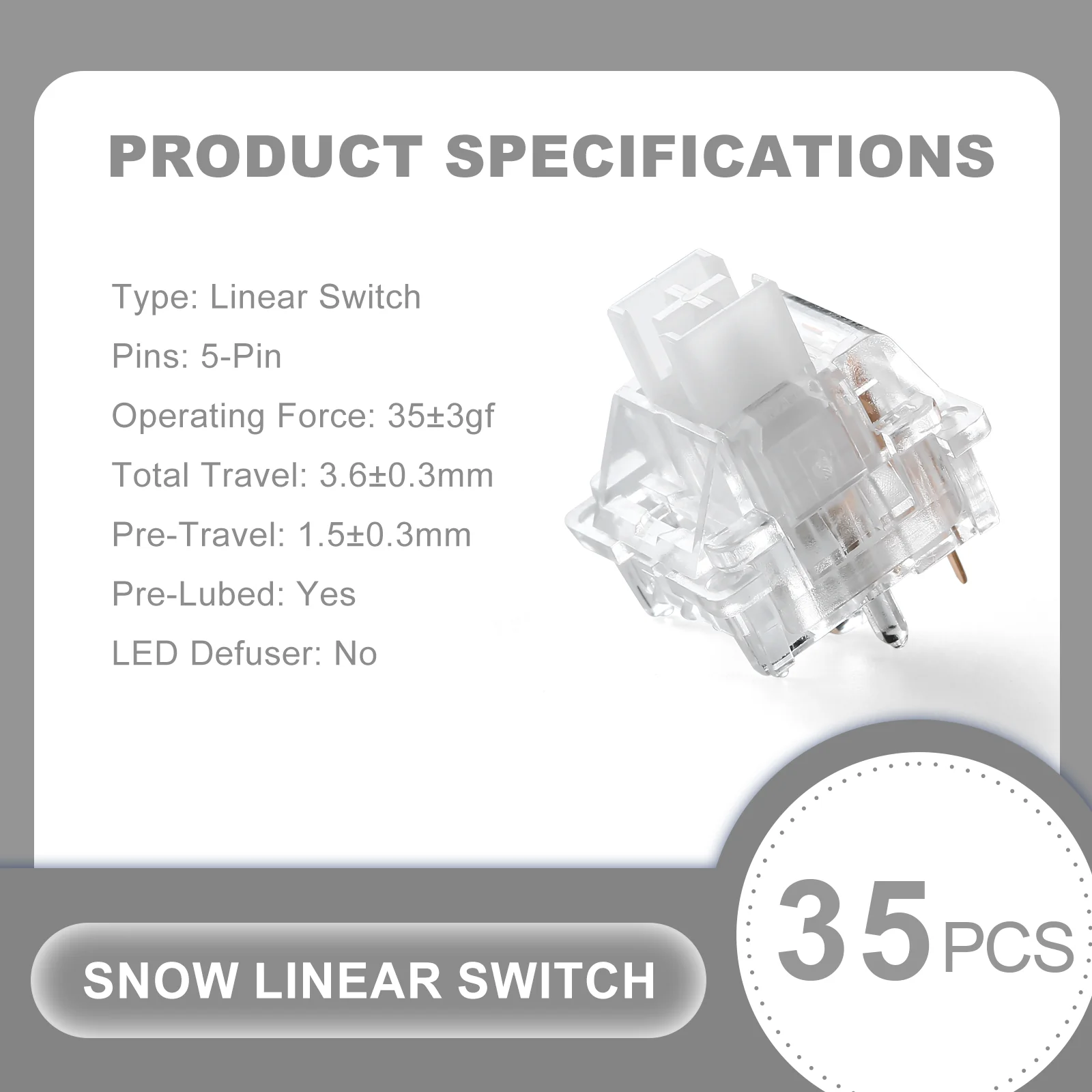 YUNZII Snow Linear 5-Pin Mechanical Switch - Image 2