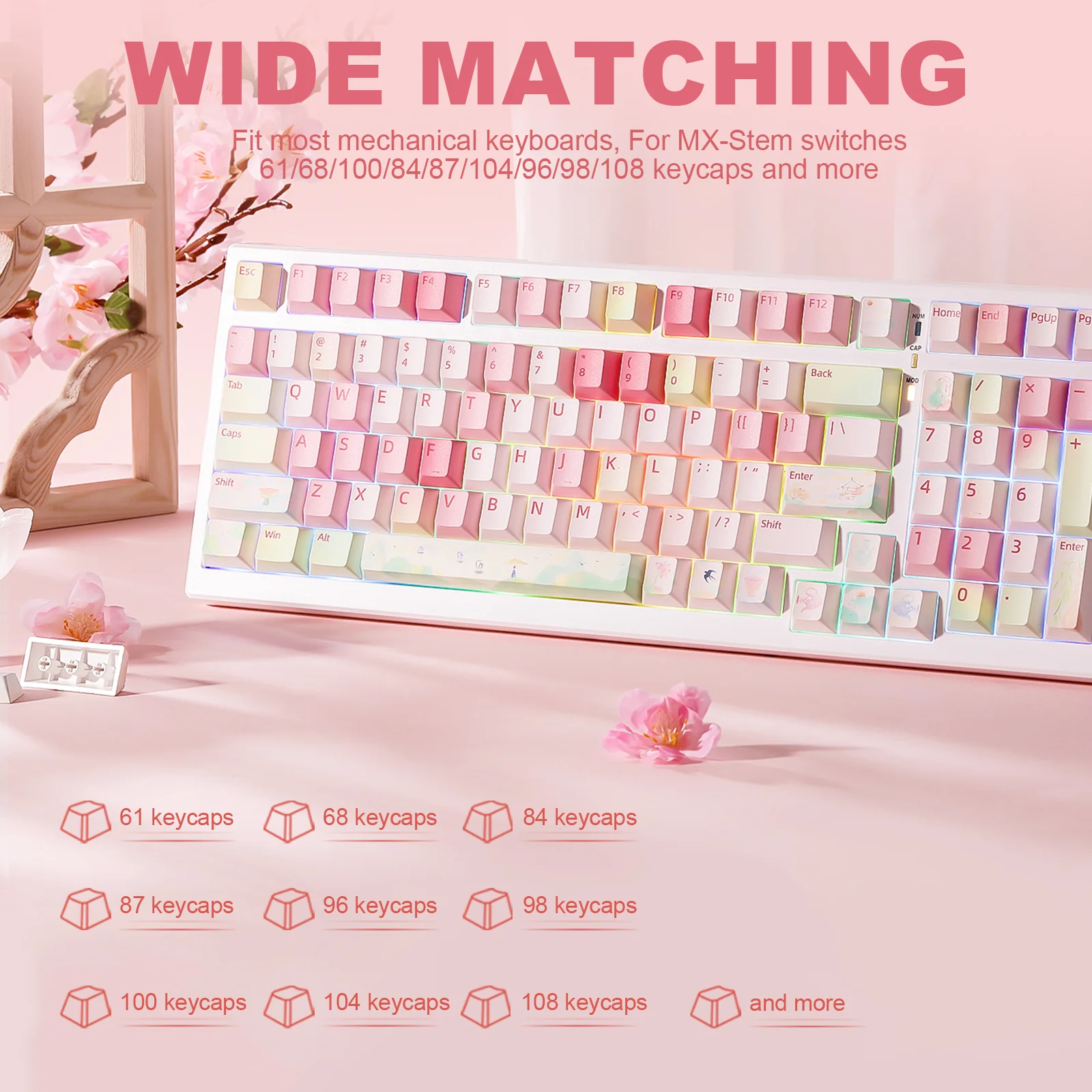 YUNZII Spring Garden Cherry Profile Keycap Set - Image 4
