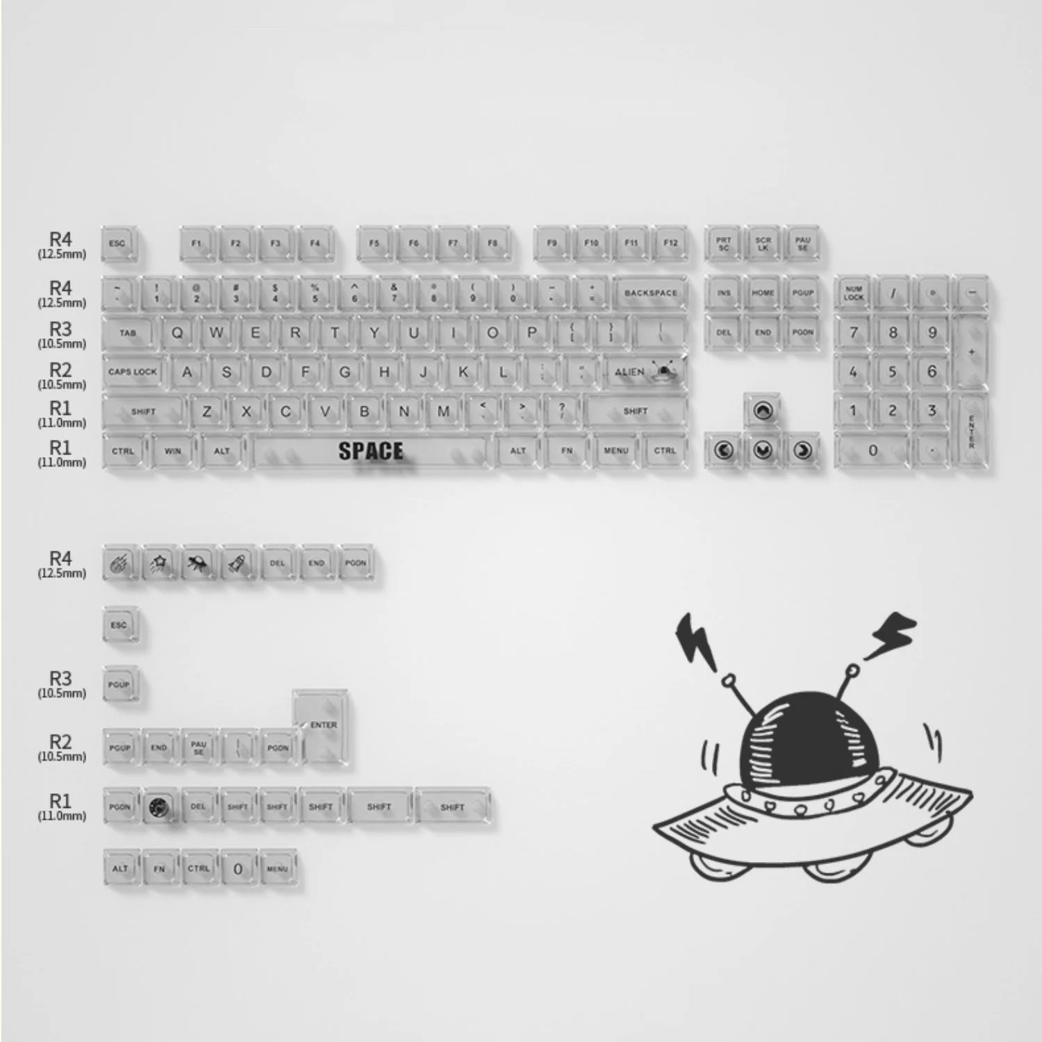 YUNZII Transparent MDA Profile Keycap Set - Image 8
