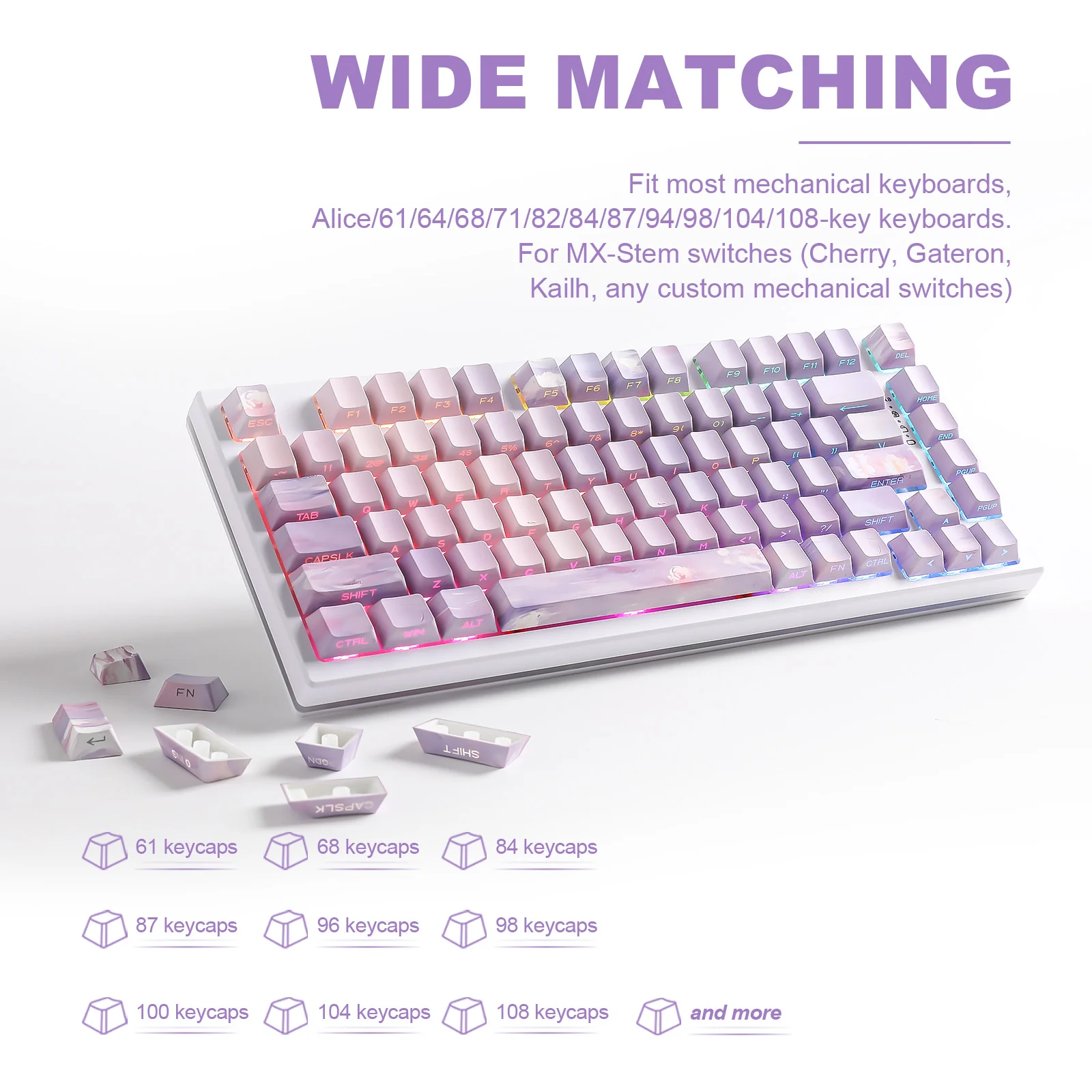 YUNZII Water Lily Cherry Profile Keycap Set - Image 4