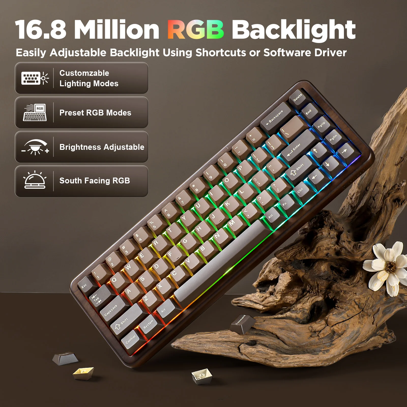 YUNZII WOOD68 Wireless Mechanical Keyboard - Image 5