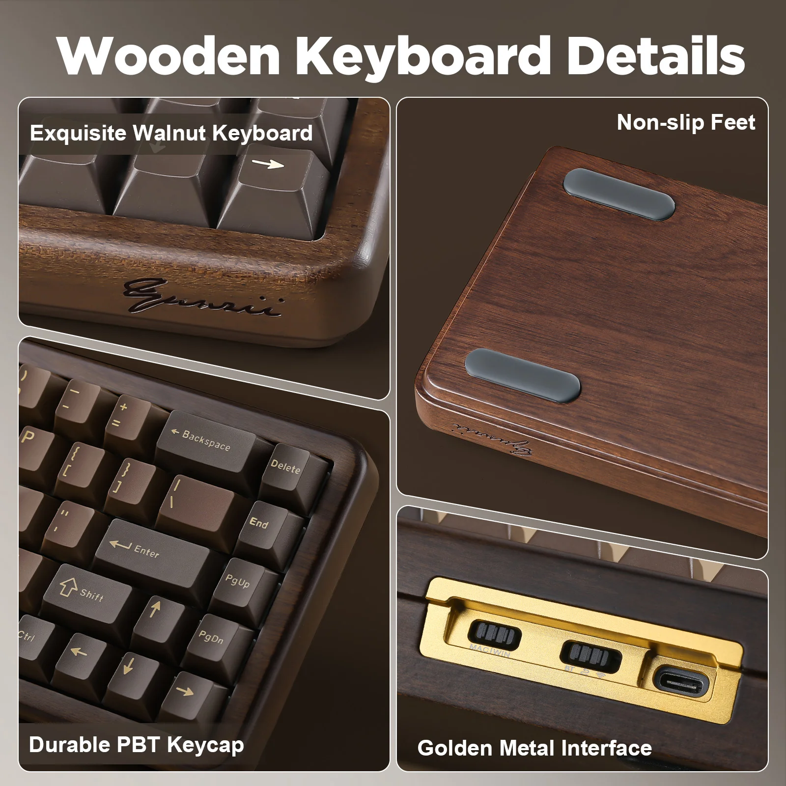 YUNZII WOOD68 Wireless Mechanical Keyboard - Image 7