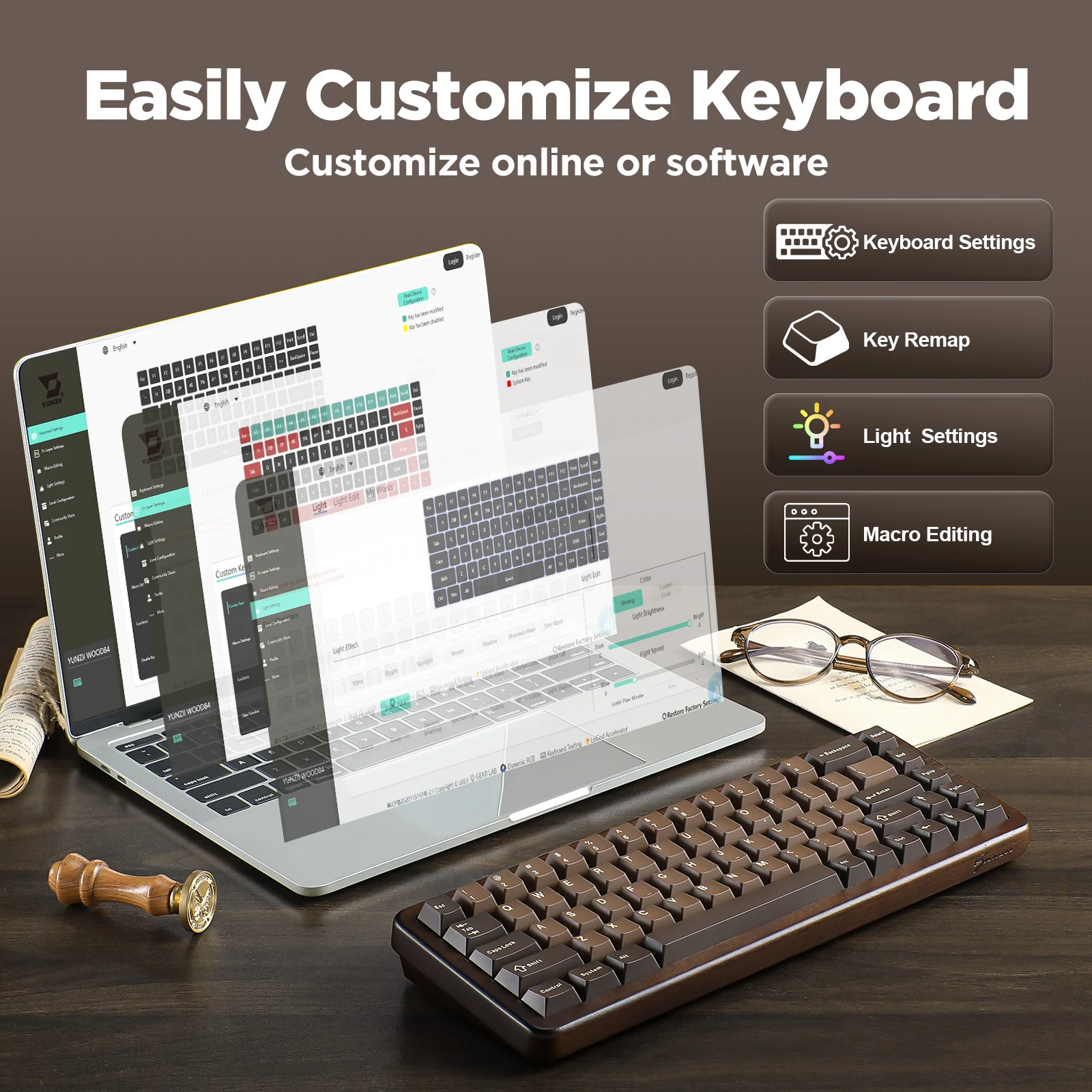 YUNZII WOOD68 Wireless Mechanical Keyboard - Image 8