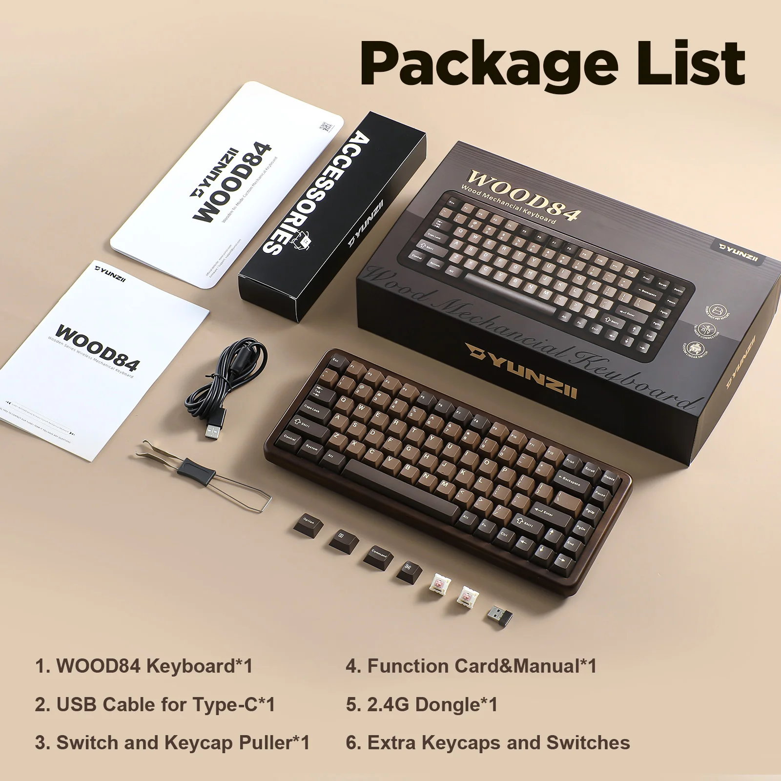 YUNZII WOOD84 Wireless Mechanical Keyboard - Image 11