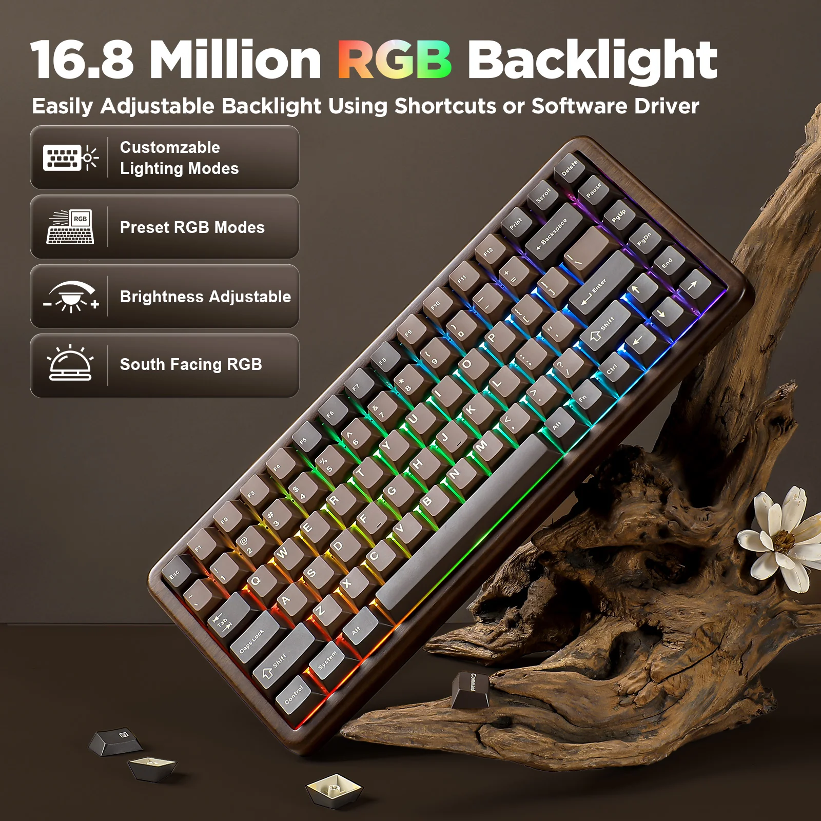 YUNZII WOOD84 Wireless Mechanical Keyboard - Image 5