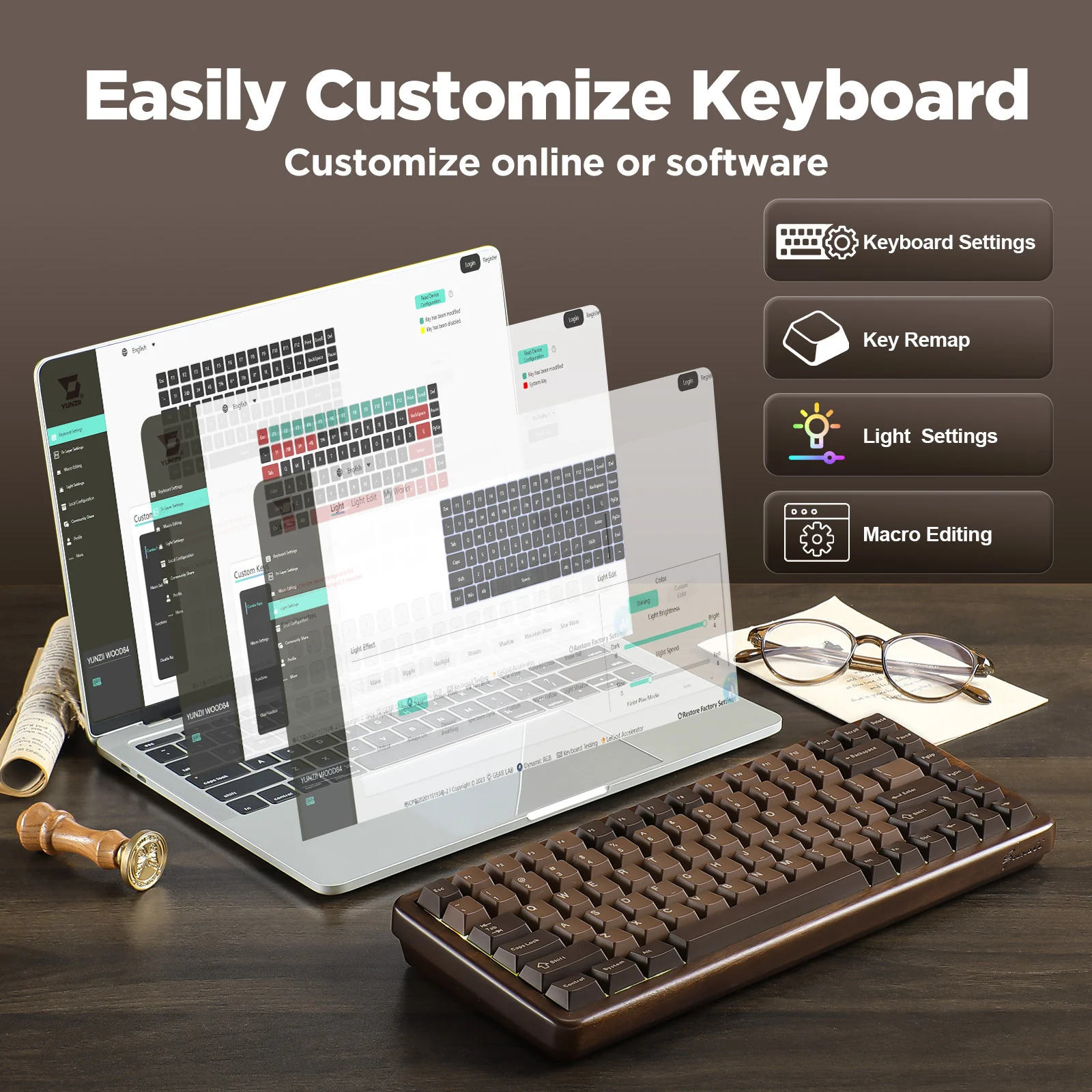YUNZII WOOD84 Wireless Mechanical Keyboard - Image 6