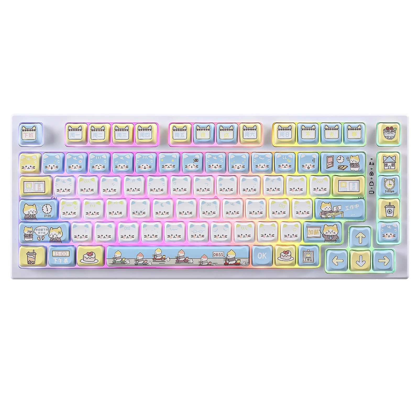 YUNZII Working Kitten MAO Profile Keycap Set - Image 2