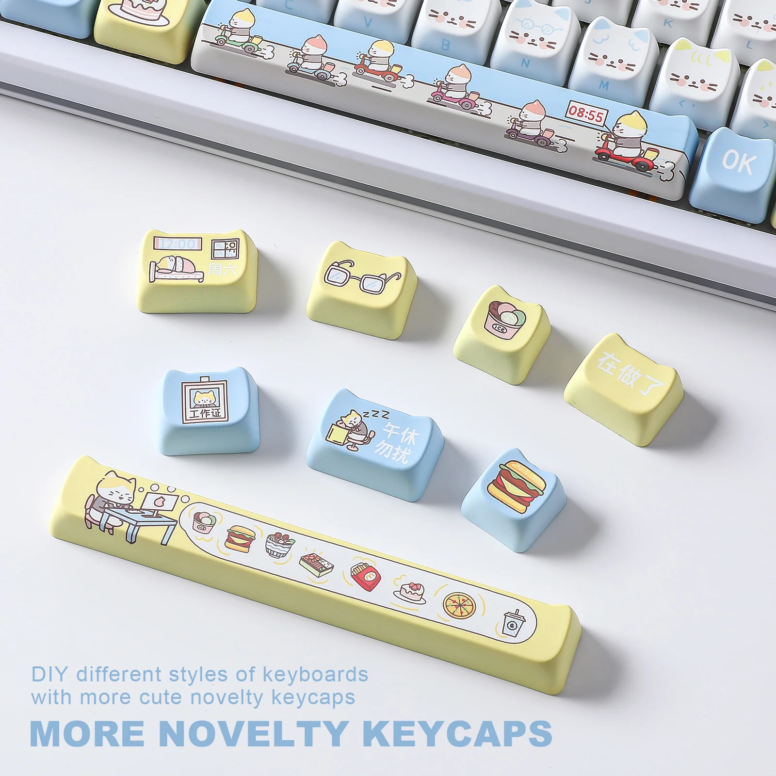 YUNZII Working Kitten MAO Profile Keycap Set - Image 7