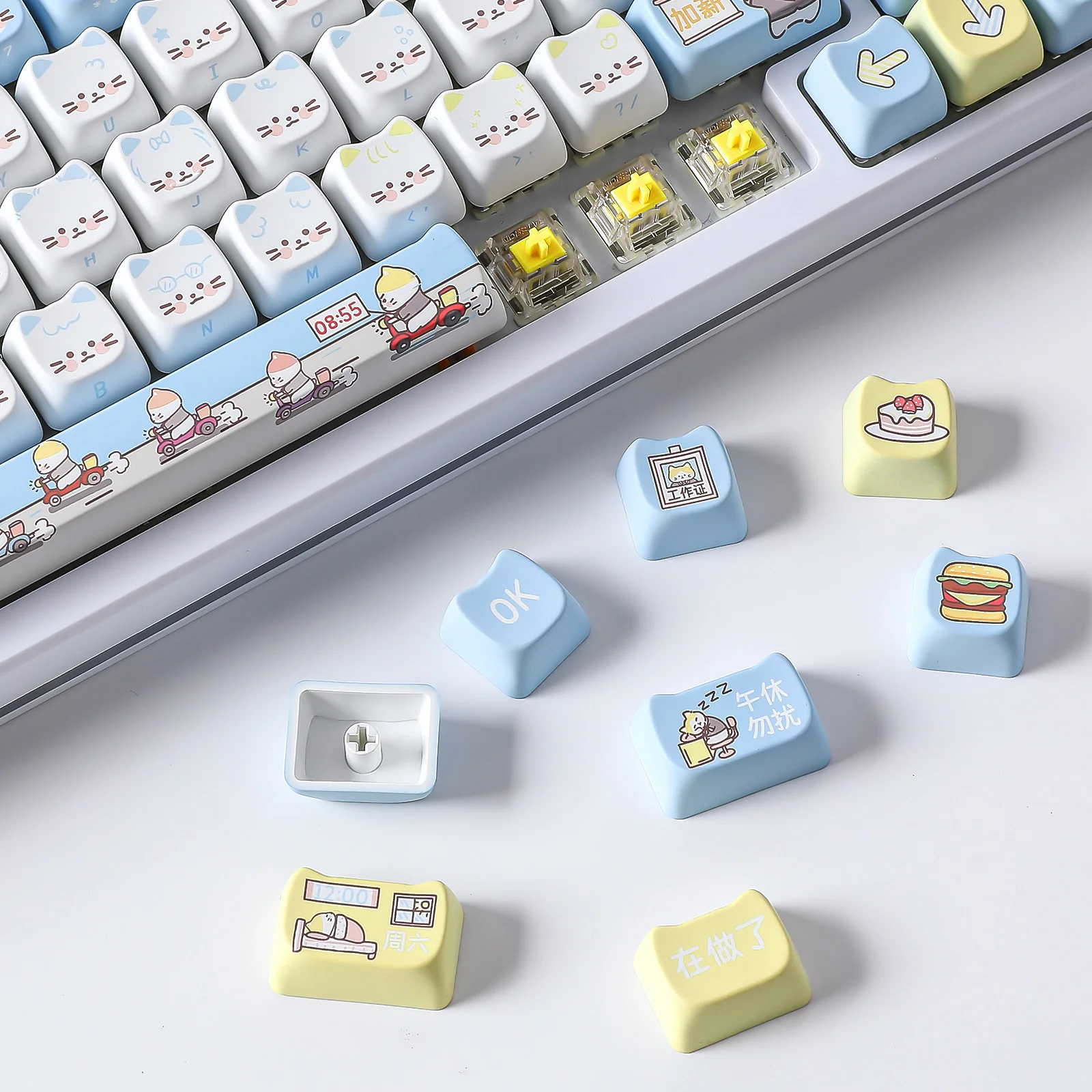 YUNZII Working Kitten MAO Profile Keycap Set - Image 8
