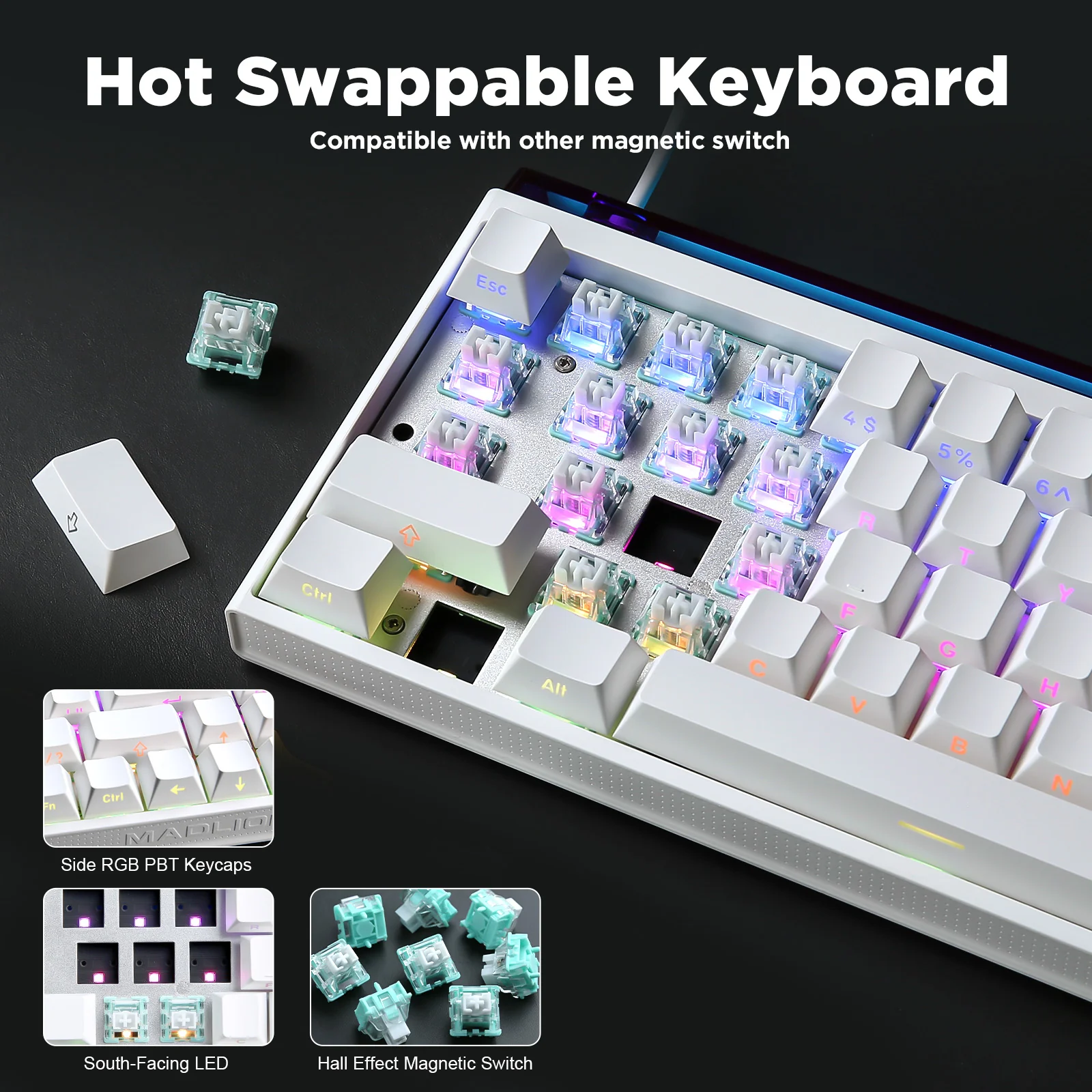 YUNZII x MADLIONS NANO68 Rapid Trigger Wired 8K Magnetic Gaming Keyboard - Image 3