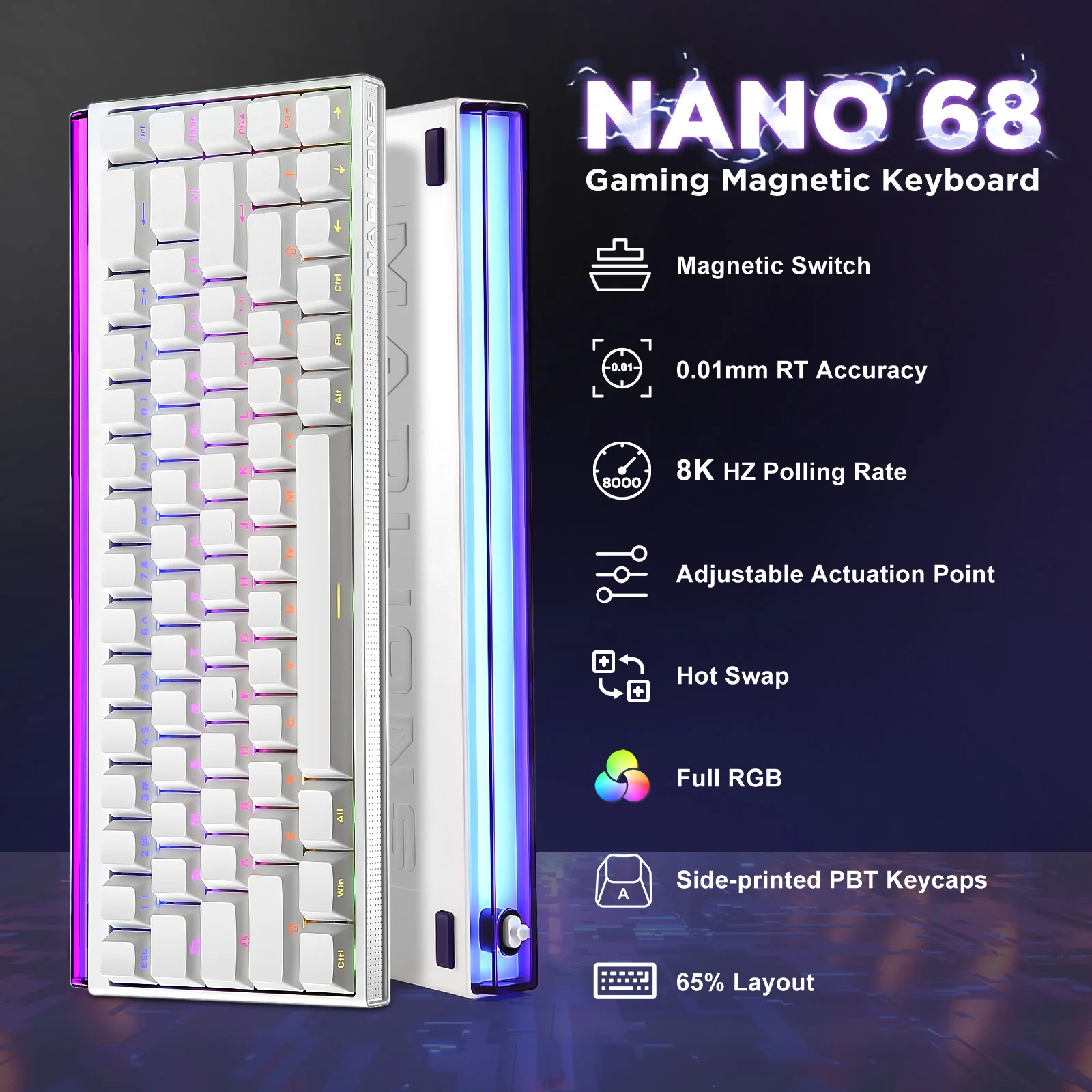 YUNZII x MADLIONS NANO68 Rapid Trigger Wired 8K Magnetic Gaming Keyboard - Image 5