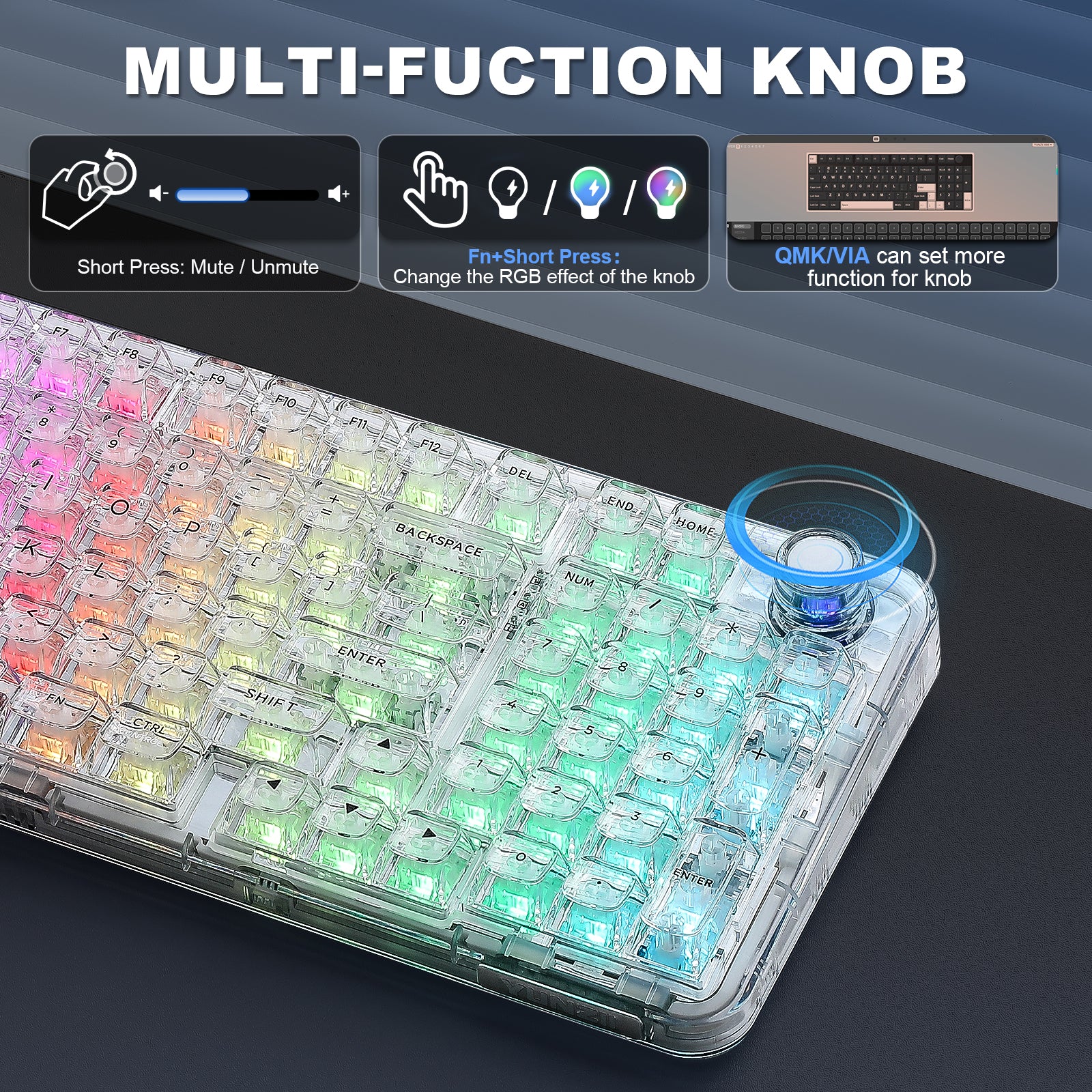 YUNZII X98 Transparent QMK/VIA Mechanical Keyboard - Image 6
