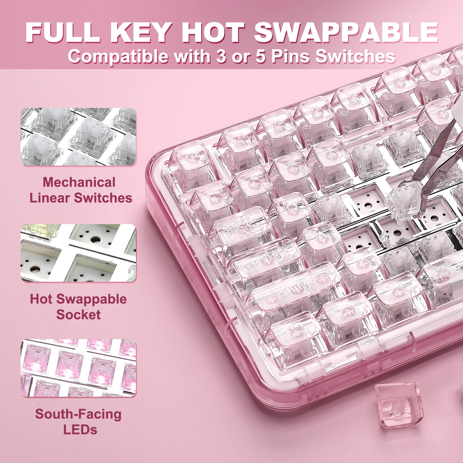 YUNZII X98 Transparent QMK/VIA Mechanical Keyboard - Image 8