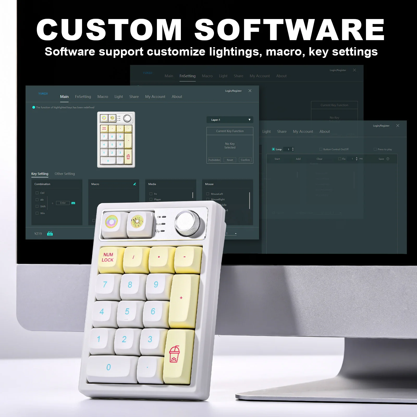 YUNZII YZ19 Gasket Wireless Mechanical Knob Numeric Keypad Num Pad - Image 8