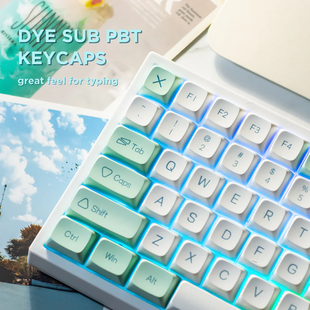 YUNZII YZ84 Wireless Mechanical Keyboard - Mint - Image 3