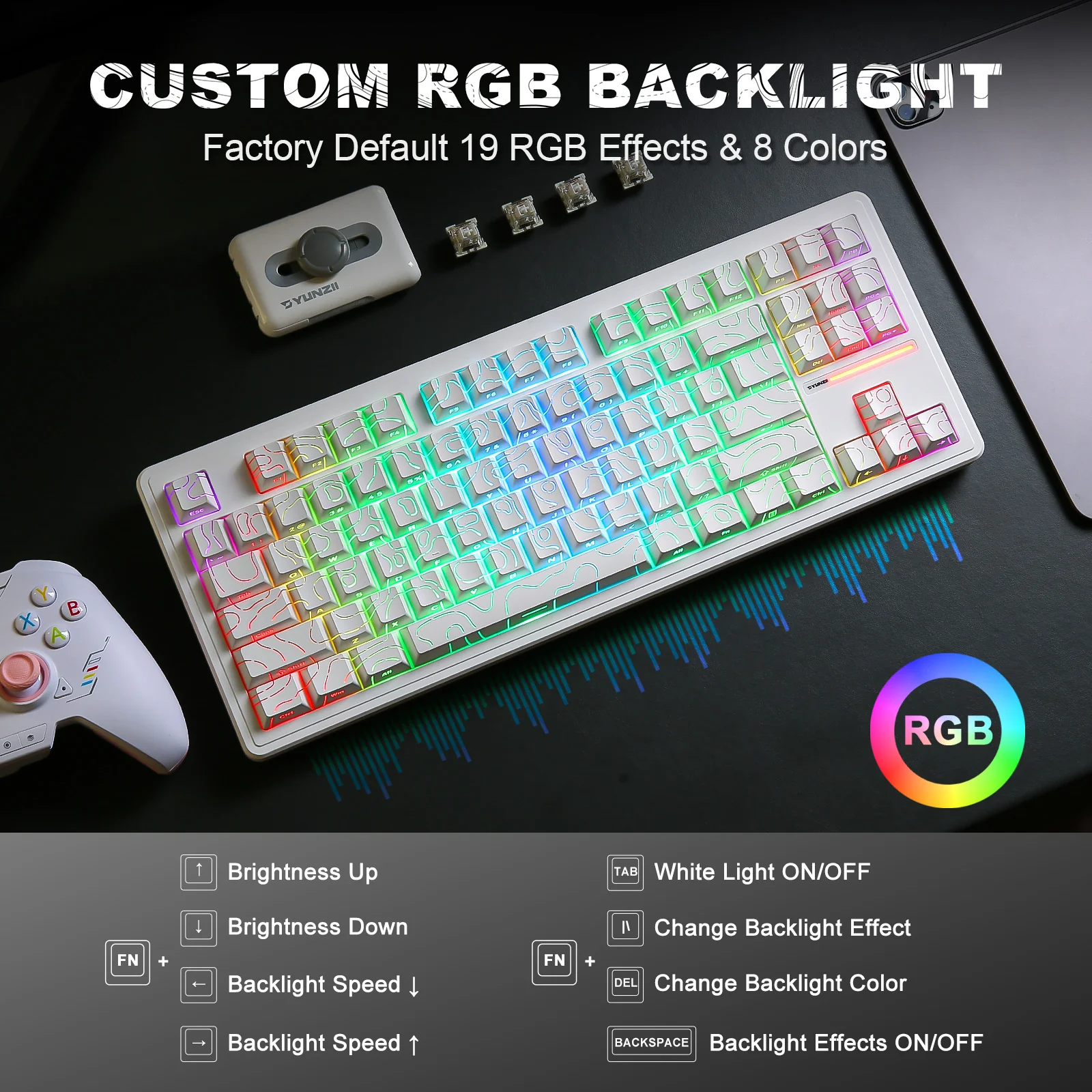 YUNZII YZ87 White Line Mechanical Gaming Keyboard - Image 4
