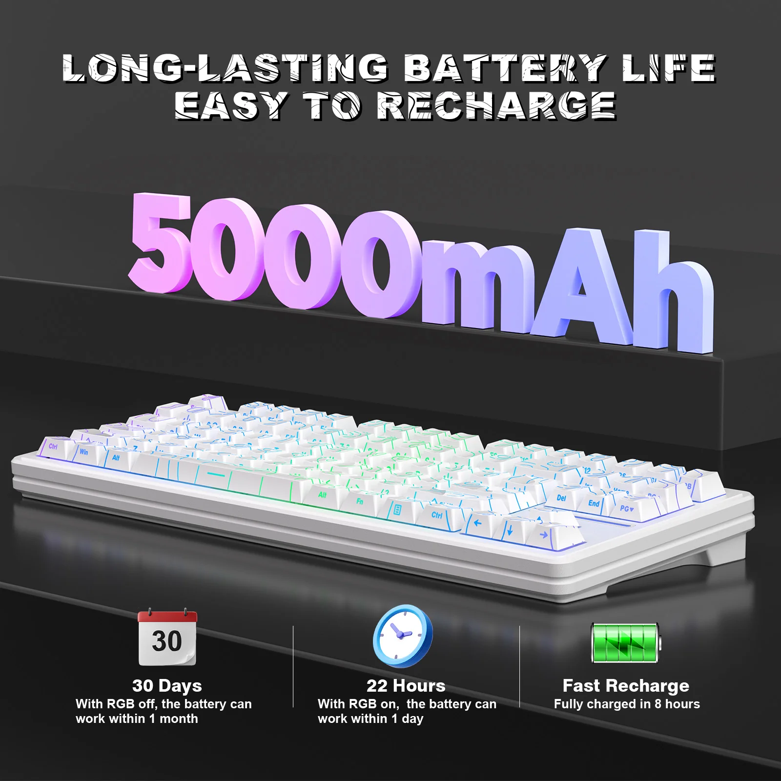 YUNZII YZ87 White Line Mechanical Gaming Keyboard - Image 6
