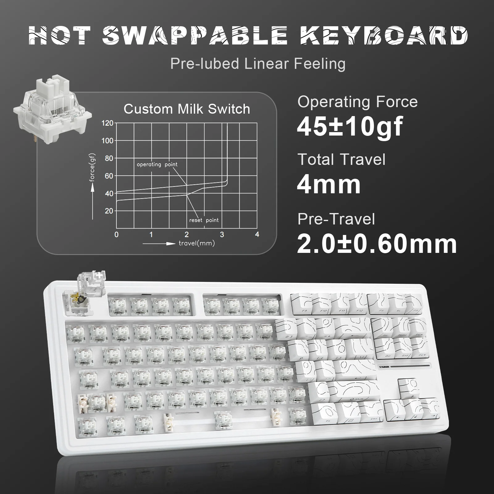 YUNZII YZ87 White Line Mechanical Gaming Keyboard - Image 8